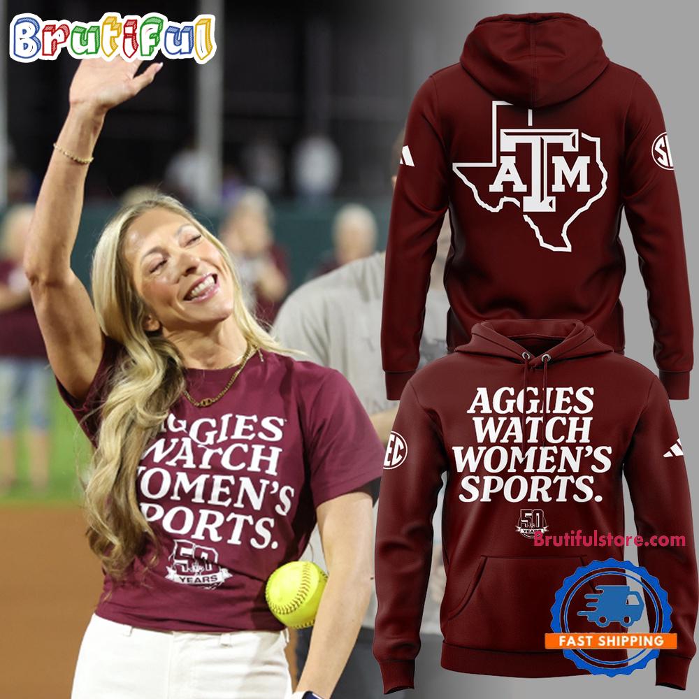 Aggies Watch Womens Sports Texas A&M Softball Hoodie