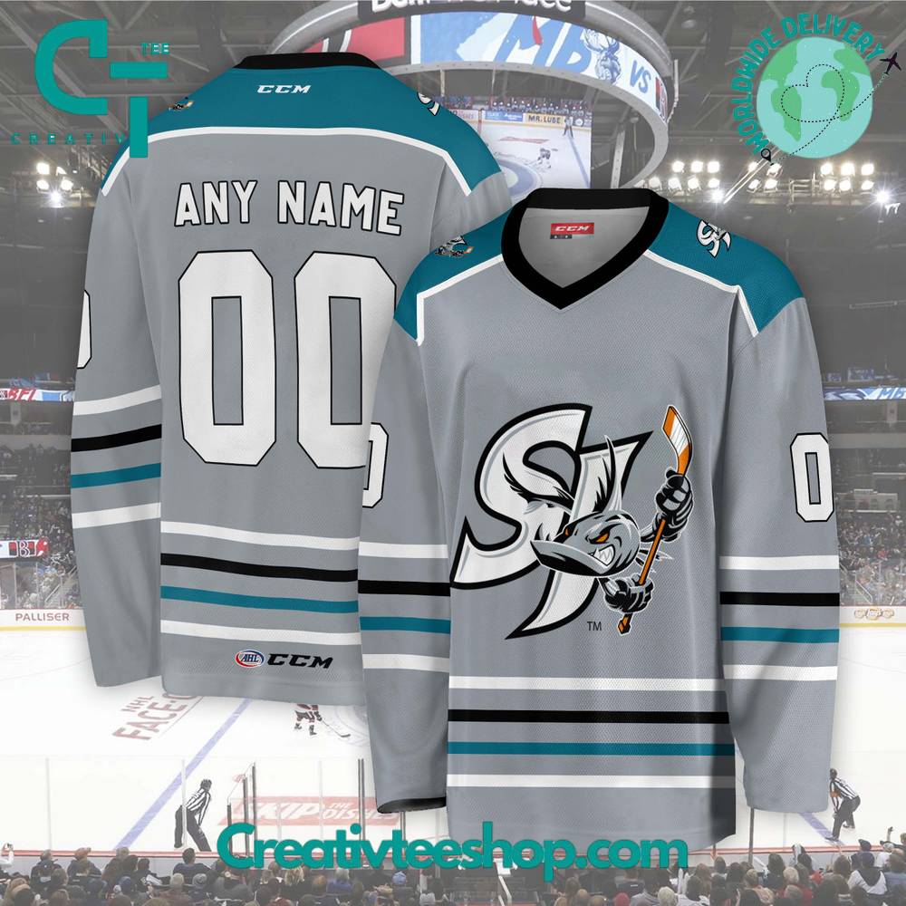 AHL San Jose Barracuda 2024 Grey Hockey Jersey