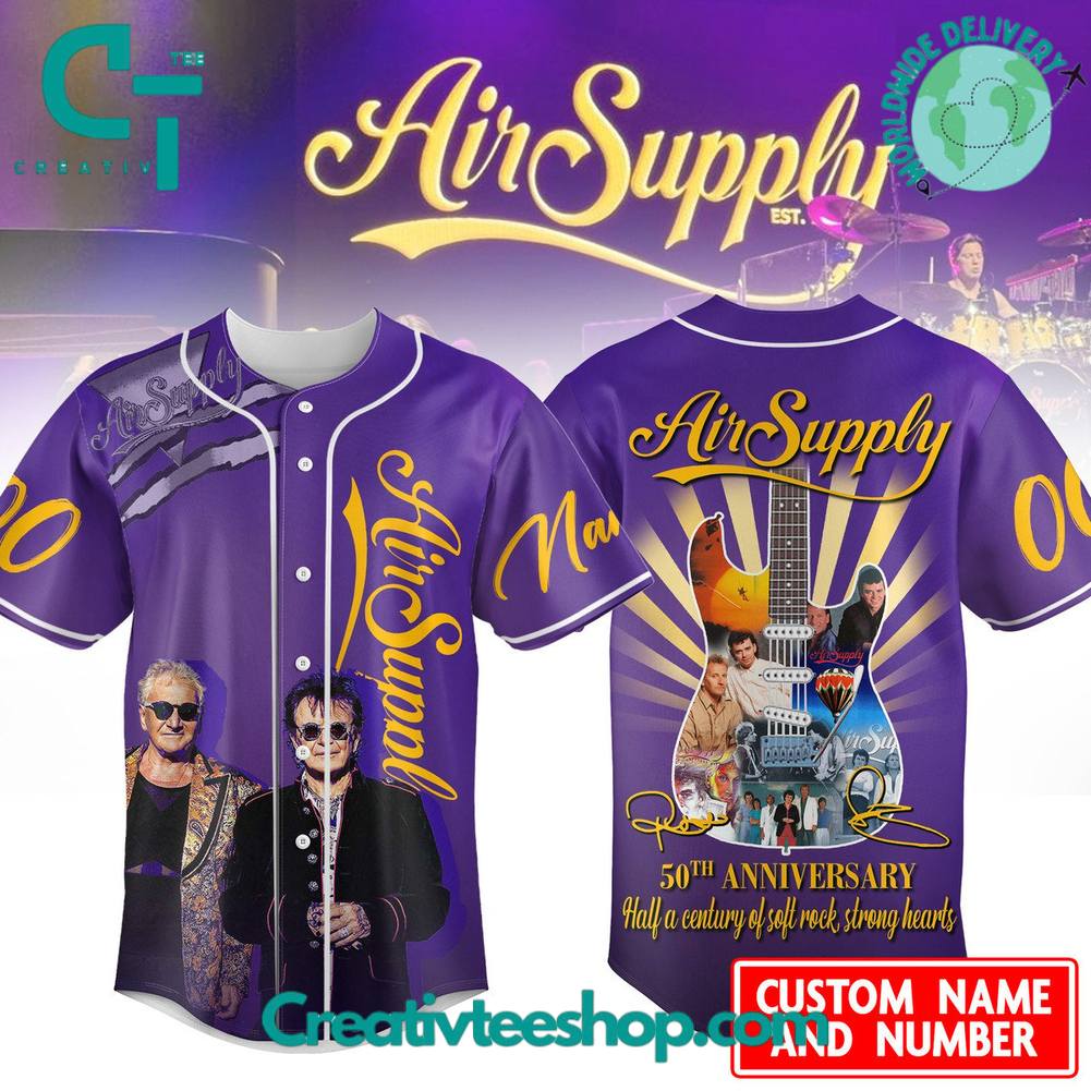 Air Supply 50th Anniversary Personalized Baseball Jersey