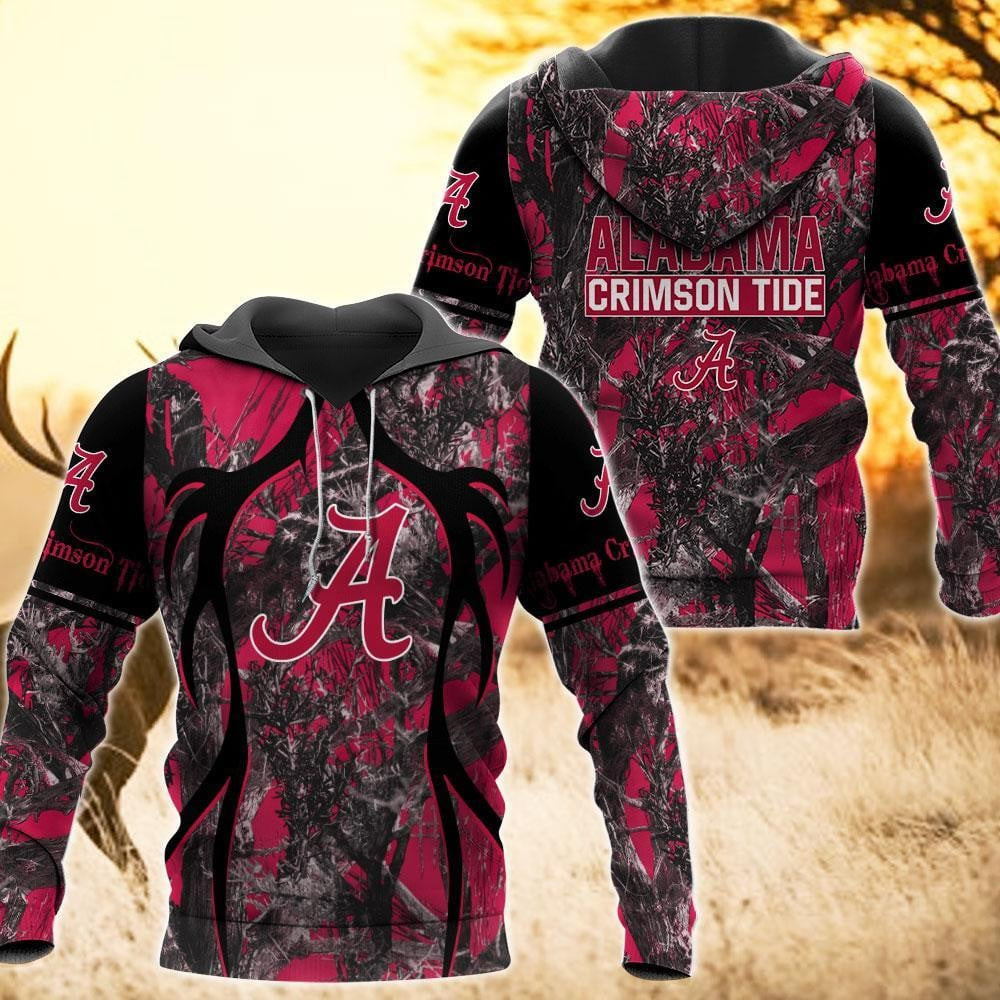 Alabama Crimson Tide Camo Hunting 3D printed Sweatshirt Hoodie Zipped Hoodie