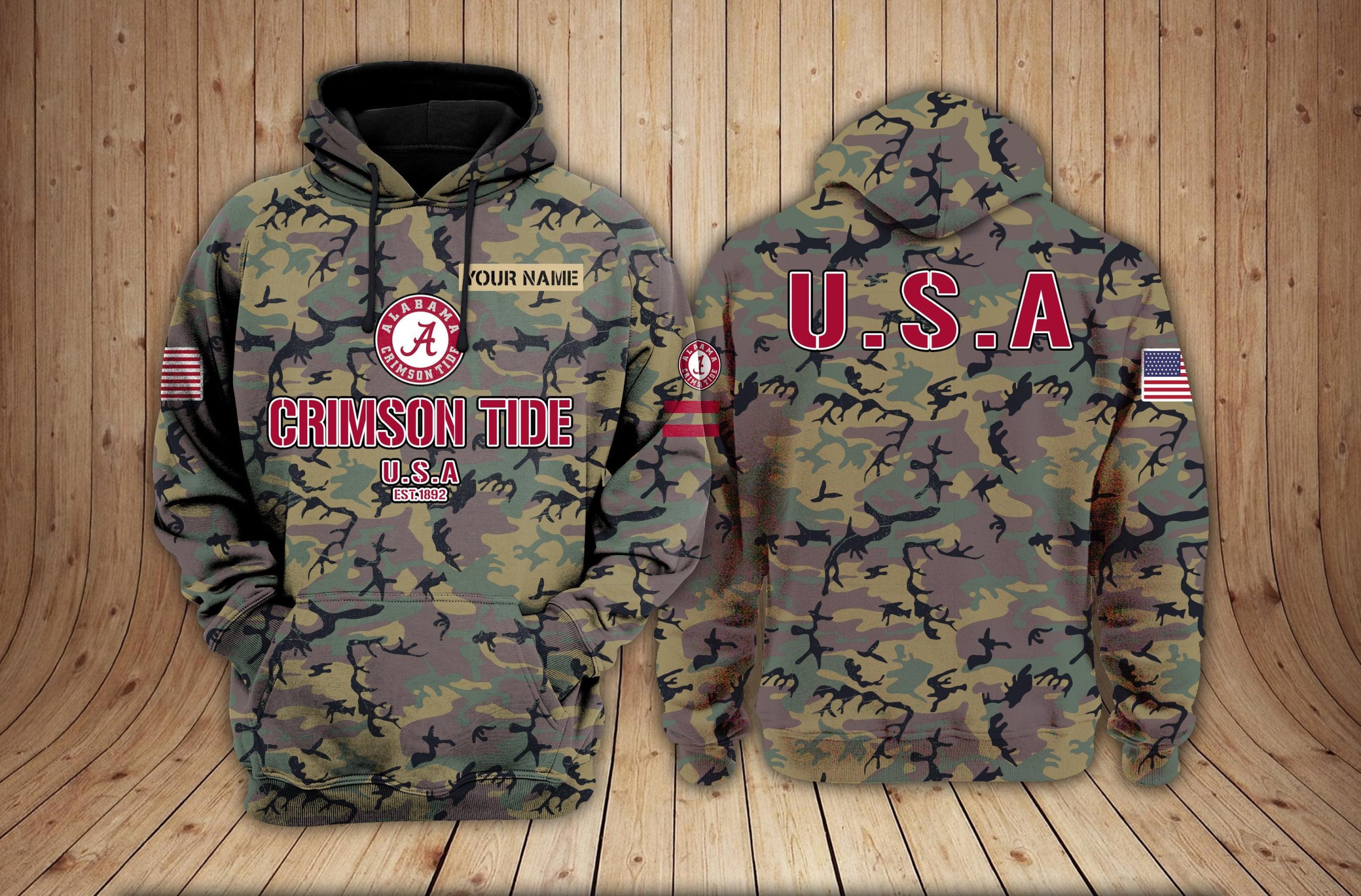 Alabama Crimson Tide NCAA Camouflage 3D Hoodie PT24062