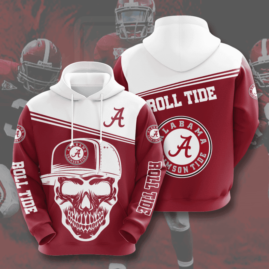 Alabama Crimson Tide NCAA Skull Hoodie  Zip Hoodie