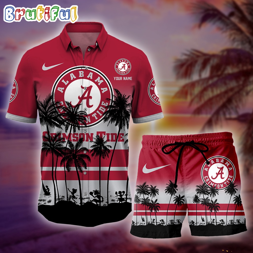 Alabama Crimson Tide Palm Tree Summer Hawaiian Shirt, NCAA Sport Summer Hawaiian Set, Summer Beach Short Premium Merchandise