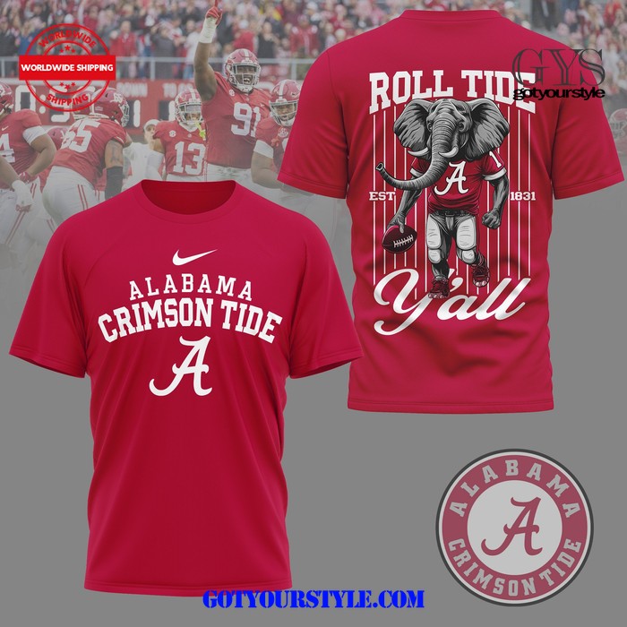 Alabama Crimson Tide Roll Tide Y'all Red Shirt Premium Merchandise