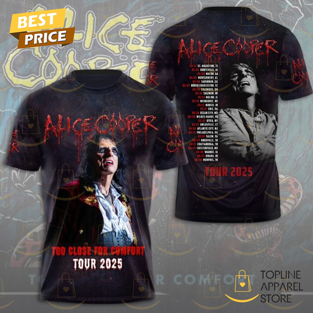 Alice Cooper Too Close For Comfort 2025 Tour 3D T-Shirt Premium Merchandise