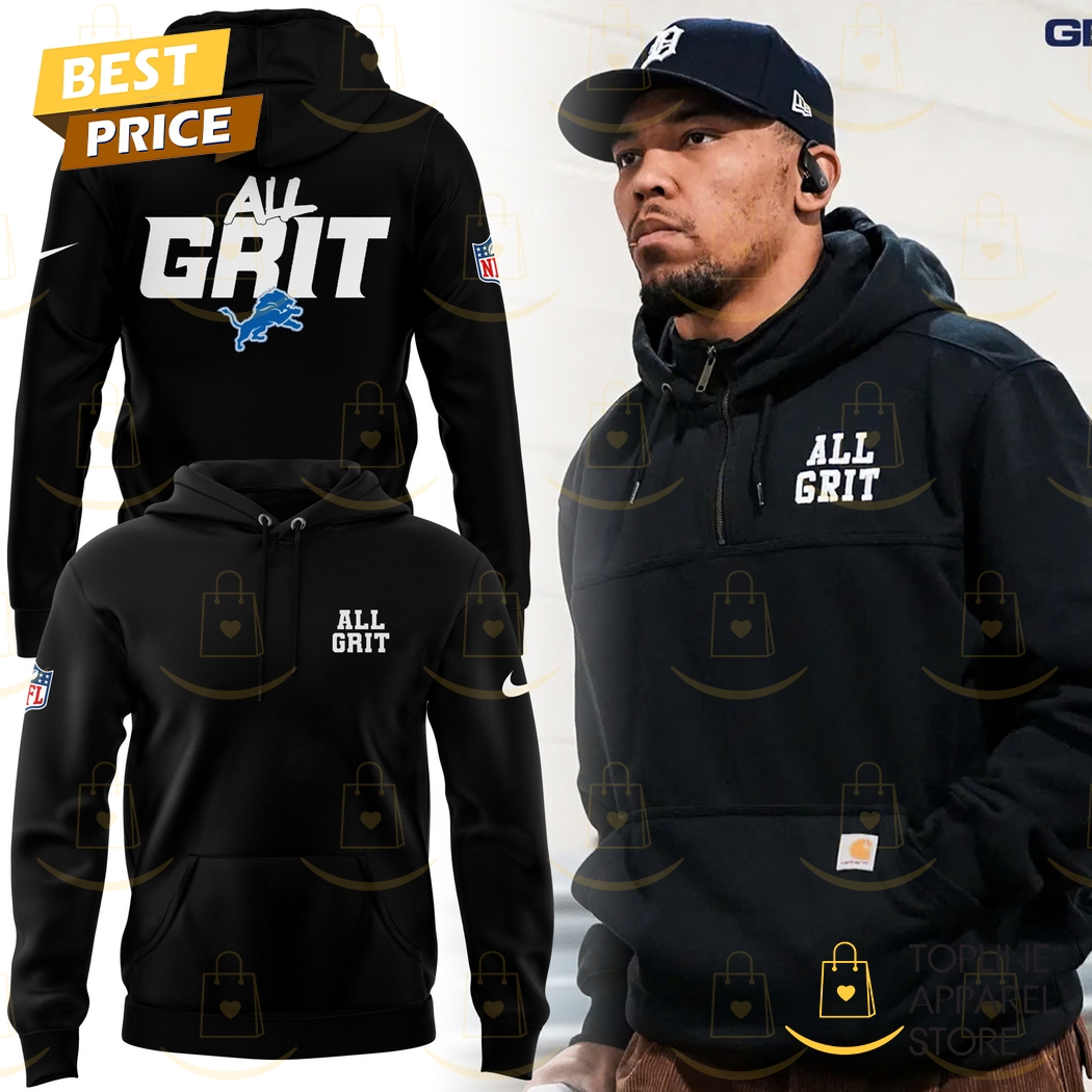 All Grit Detroit Lions Logo Hoodie - Black Premium Merchandise