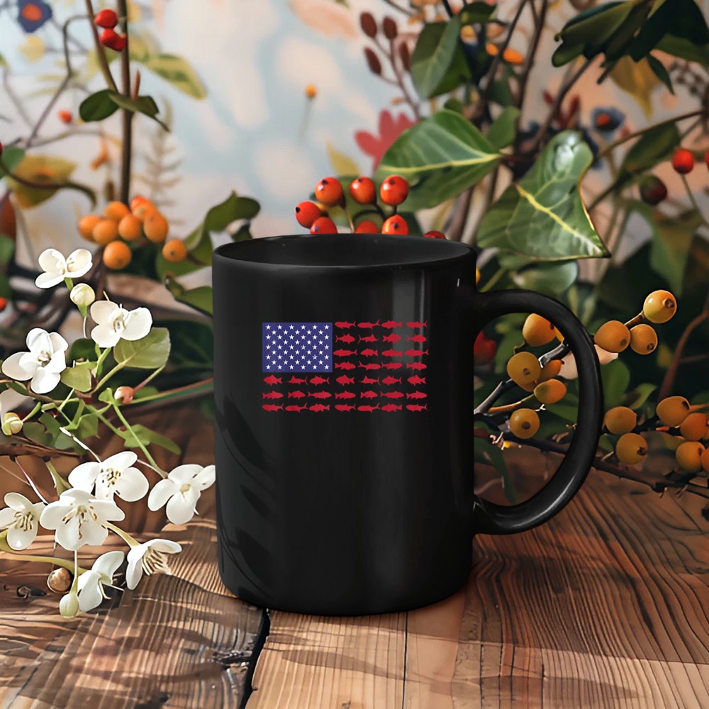 American Flag Bass Fishing Kid Boy Youth Women Men Patriotic Mug