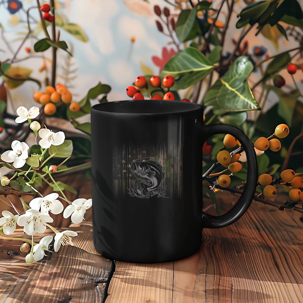 American Flag Camouflage Fishing Mug