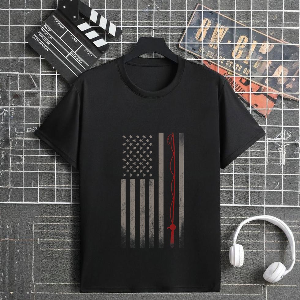 American Flag Vintage Fishing Flag USA Flag Bass Fishing T-Shirt