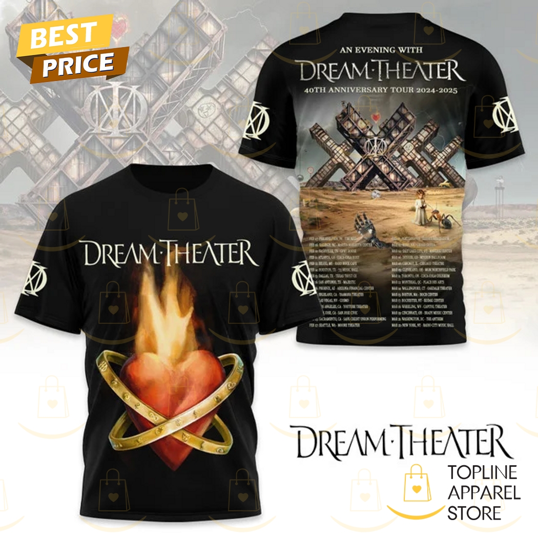 An Evening With Dream Theater - 40th Anniversary Tour 2024-2025-2025 3D T-Shirt Premium Merchandise