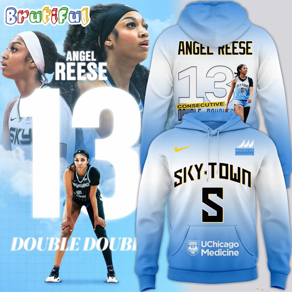Angel Reese Chicago Sky WNBA 2024 Consecutive Double Doubles Hoodie Premium Merchandise