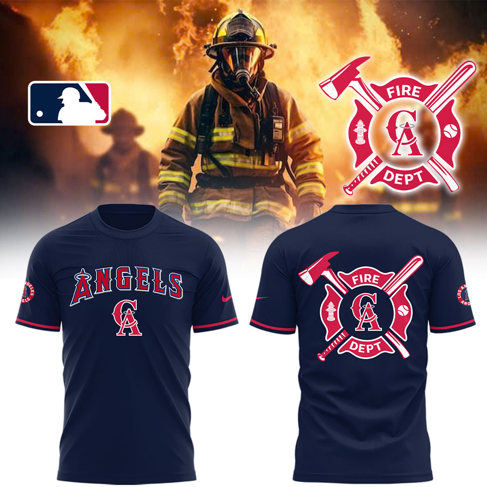 Angels x Firefighter Appreciation Night T-Shirt Gift Ideas For Baseball Players