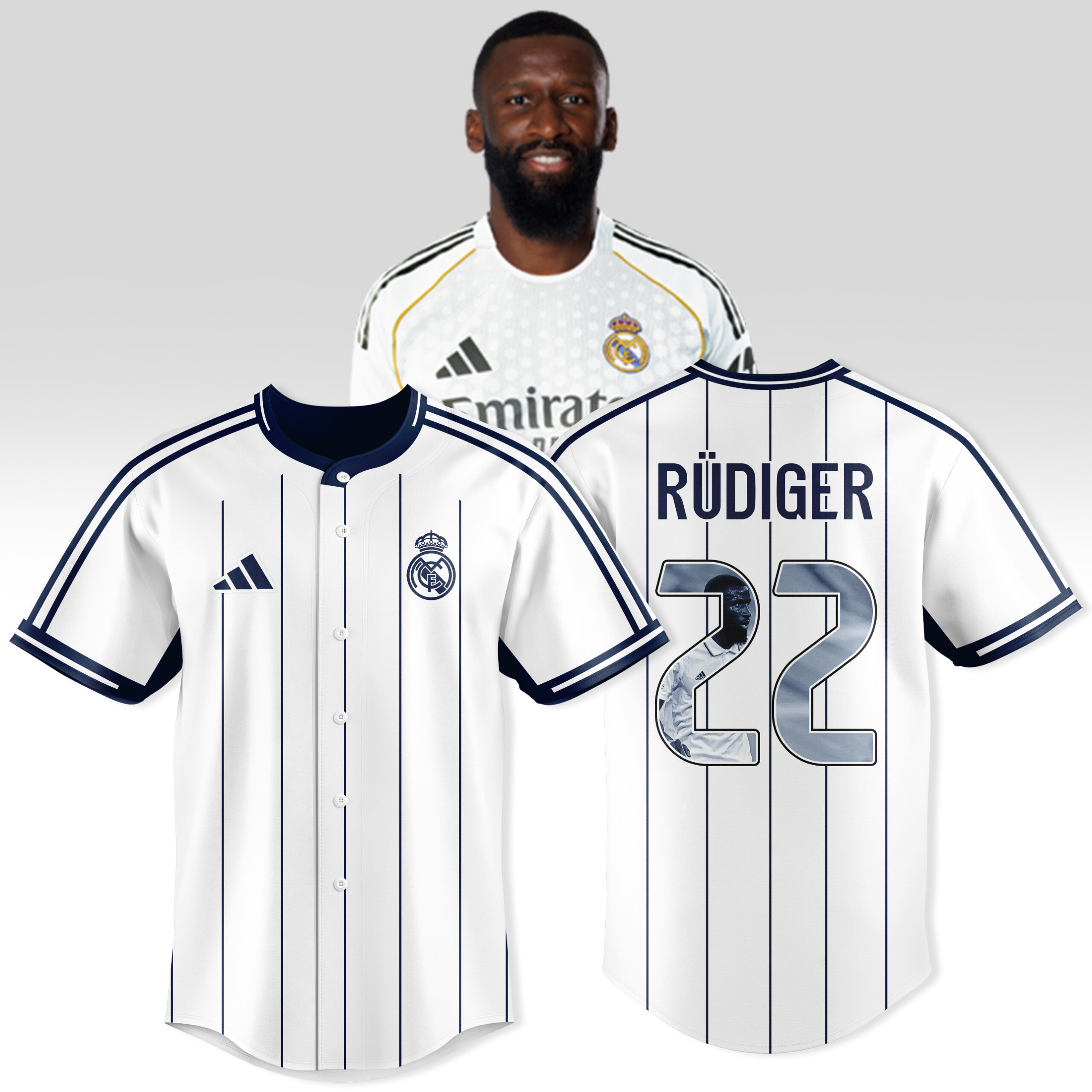 Antonio RÃ¼diger #22 Real Madrid Personalized Baseball Jersey For Fans