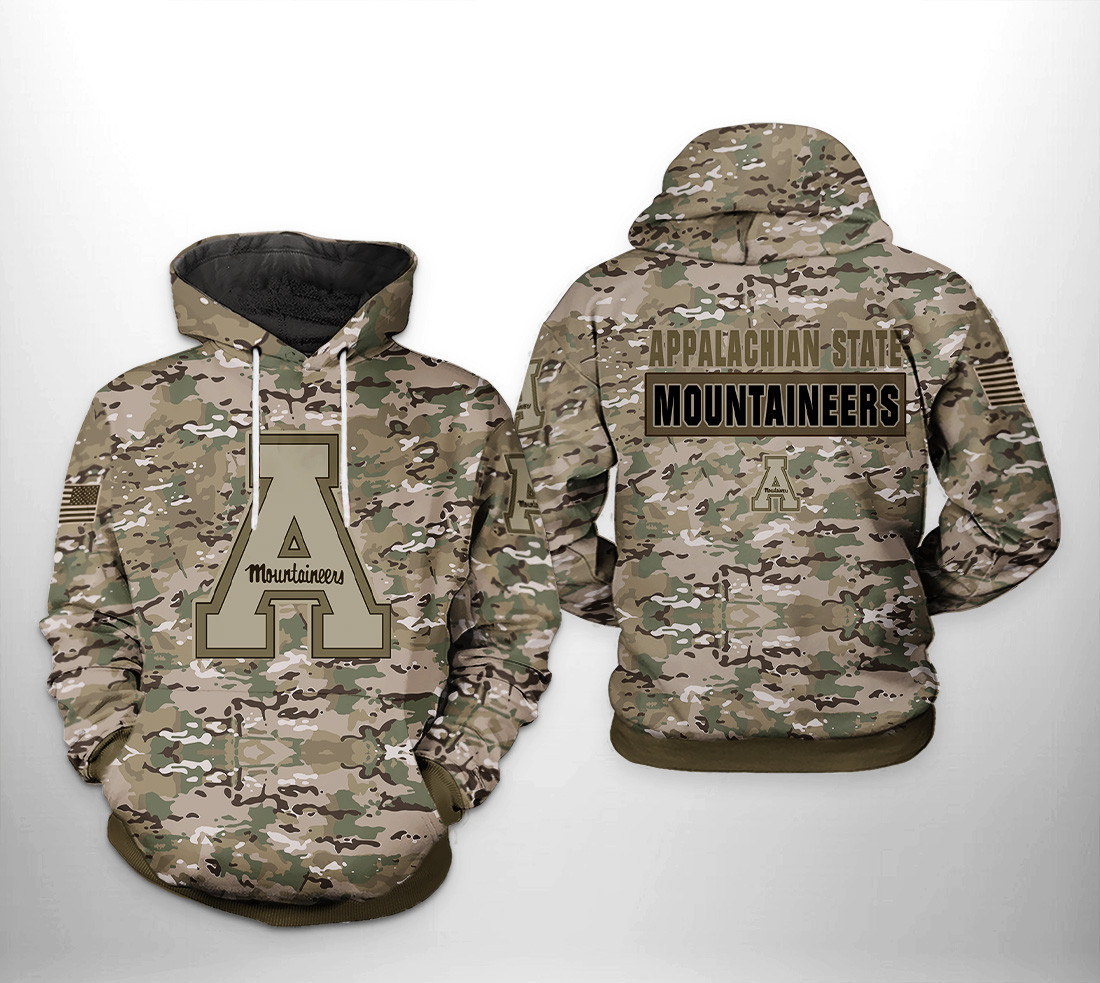 Appalachian State Mountaineers NCAA Camo Veteran Hoodie  Zip Hoodie