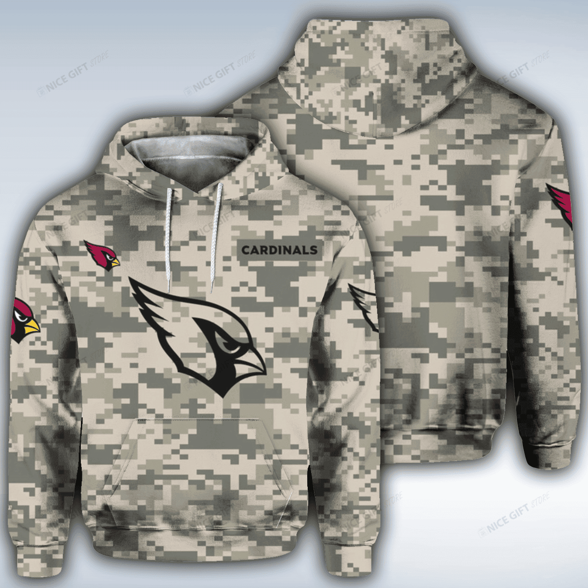 Arizona Cardinals Camouflage NFL Unisex 3D Hoodie