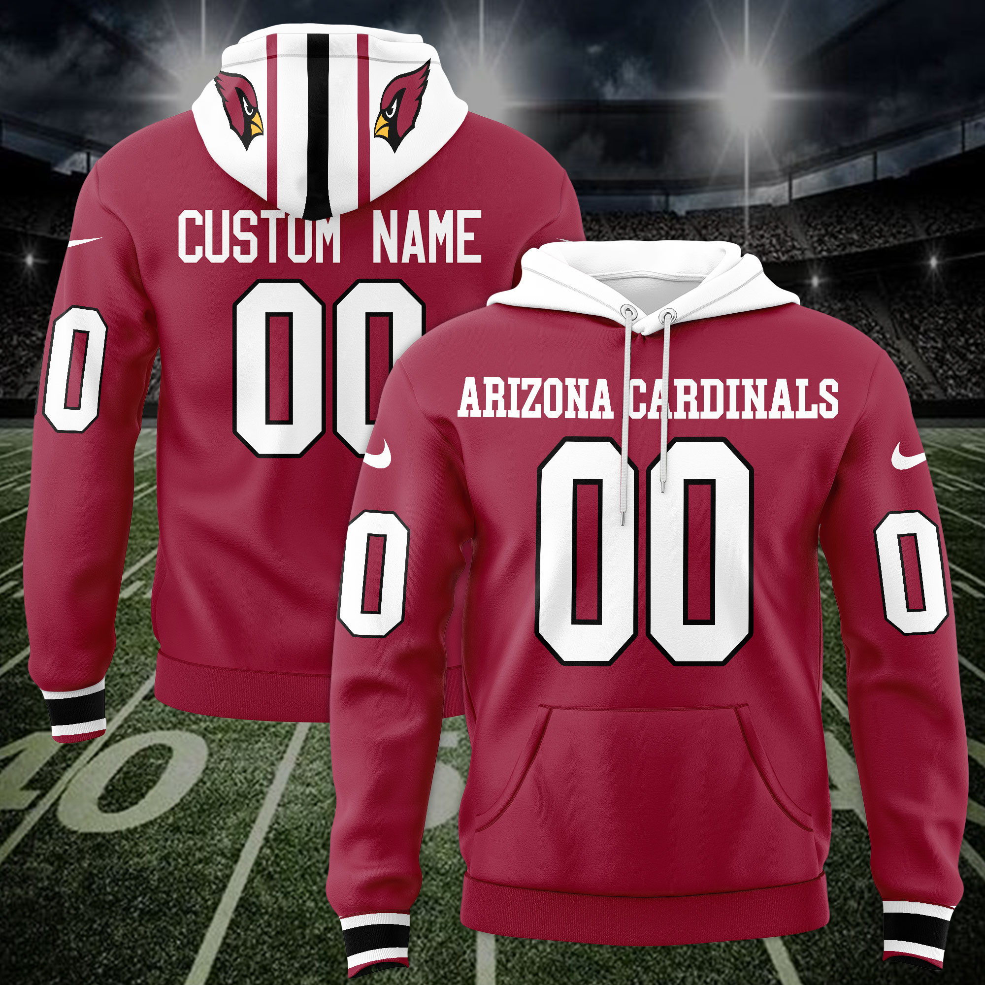 Arizona Cardinals Custom Name And Number 3D Hoodie Version 156