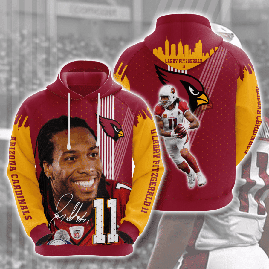 Arizona Cardinals Larry Fitzgerald Hoodie  Zip Hoodie Version 3012