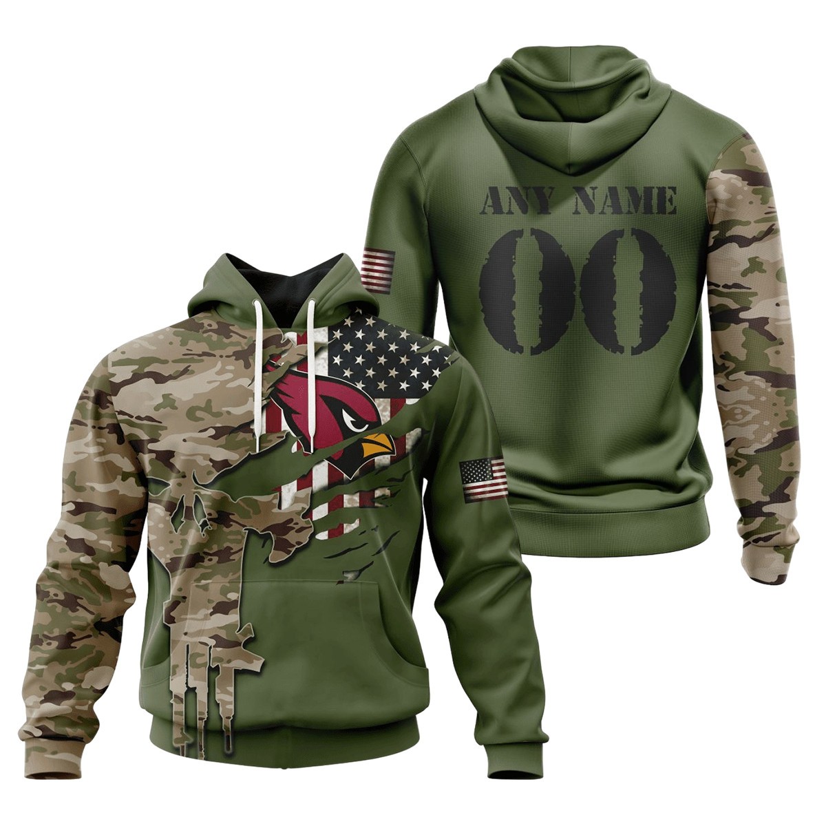 Arizona Cardinals Special Camo Design 3D printed Sweatshirt Hoodie Zipped Hoodie