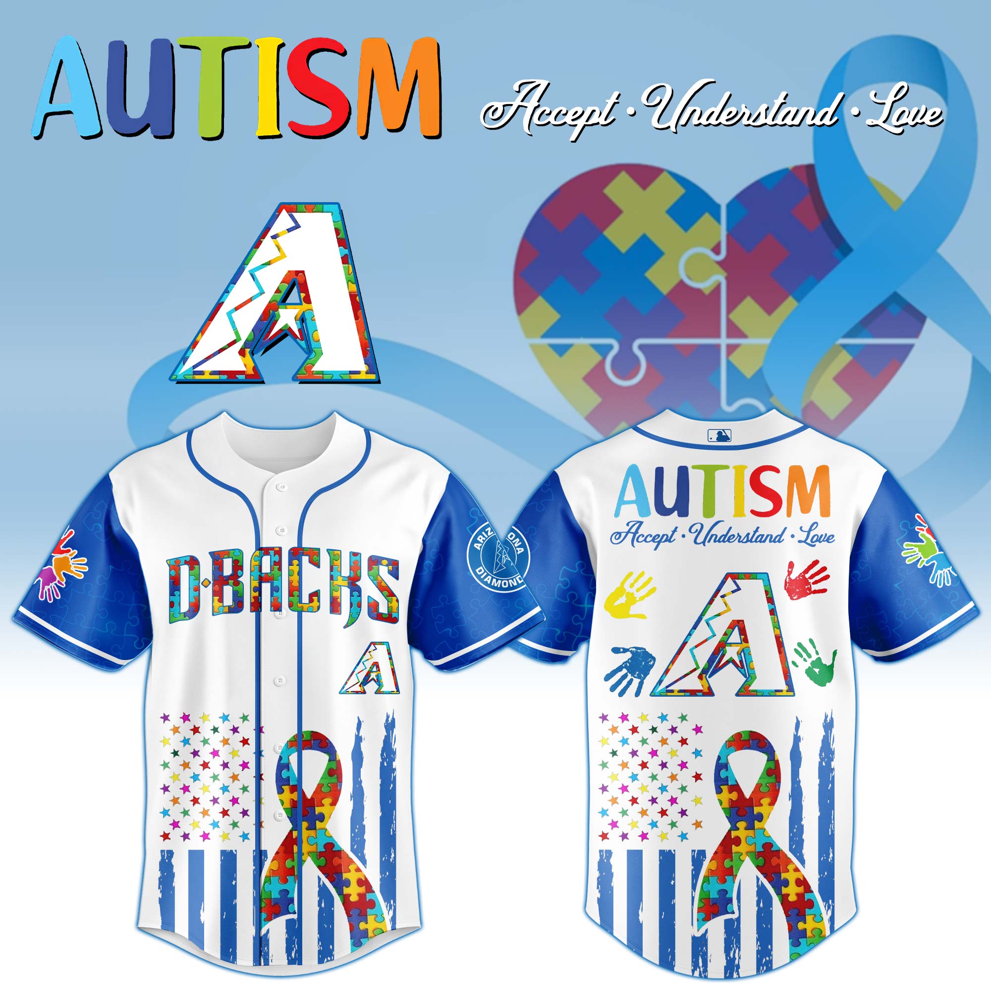 Arizona Diamondbacks MLB x Autism Awareness Month Personalized Baseball Jersey For Fans