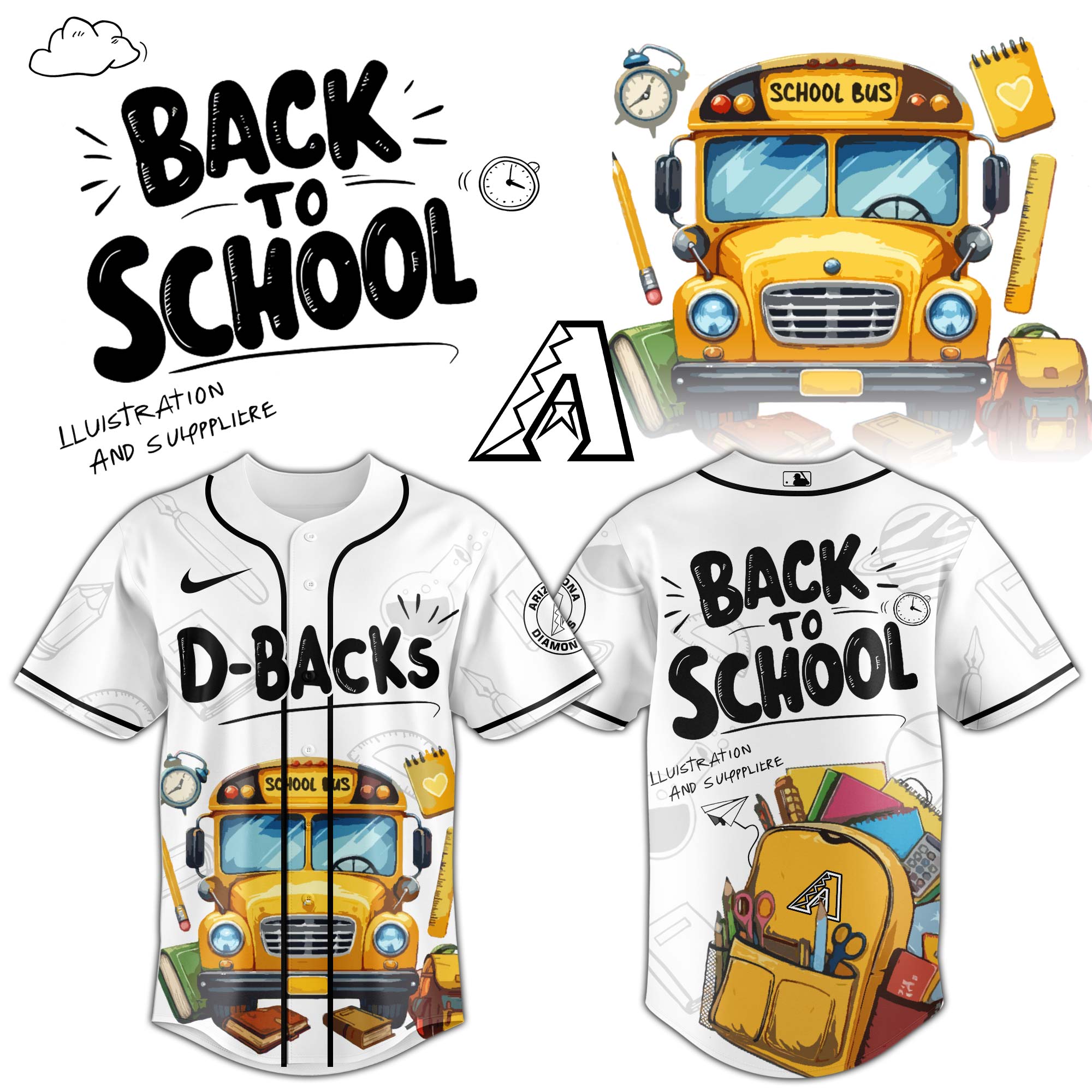 Arizona Diamondbacks MLB x Back To School Personalized Baseball Jersey For Fans