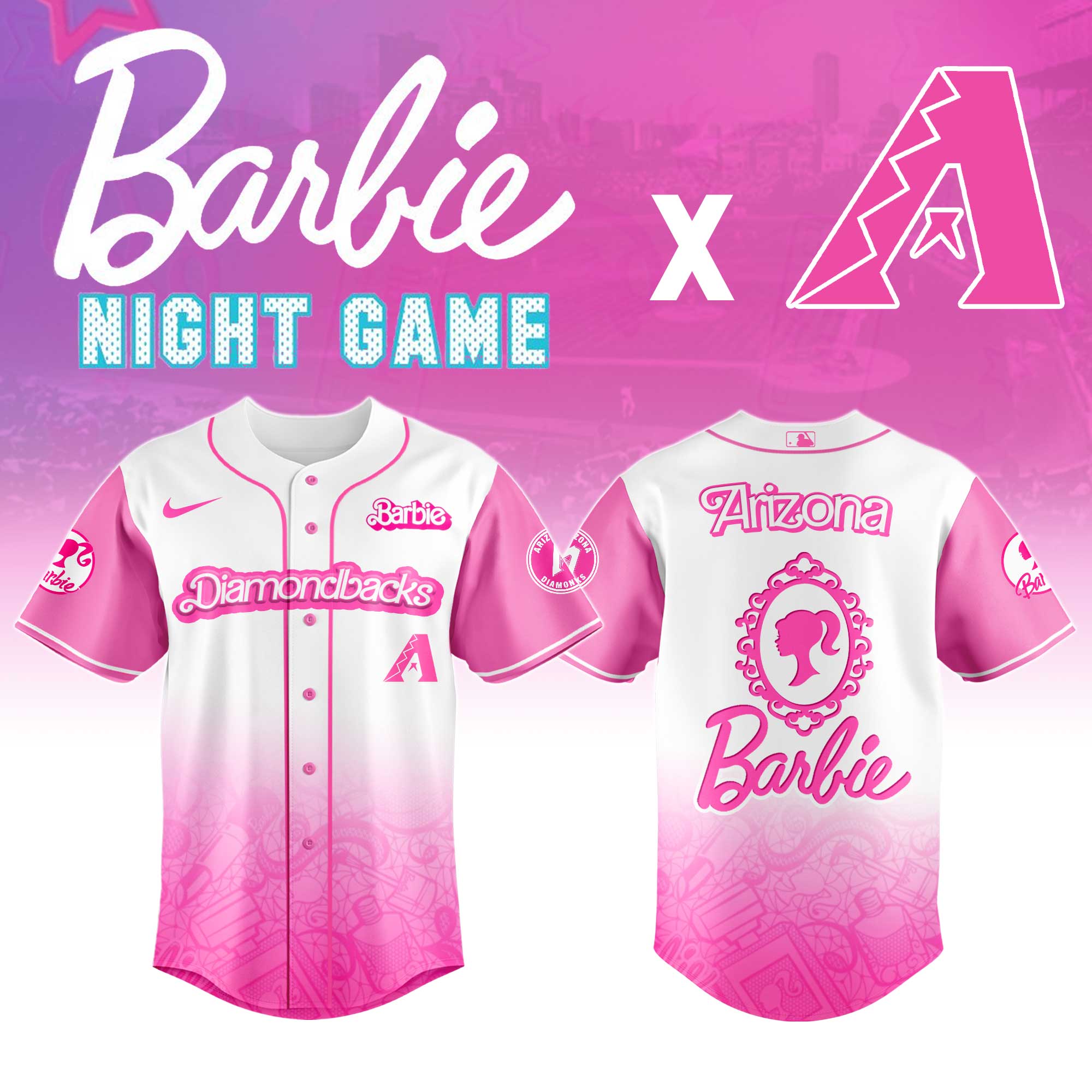 Arizona Diamondbacks MLB x Barbie Night Game Personalized Baseball Jersey For Fan