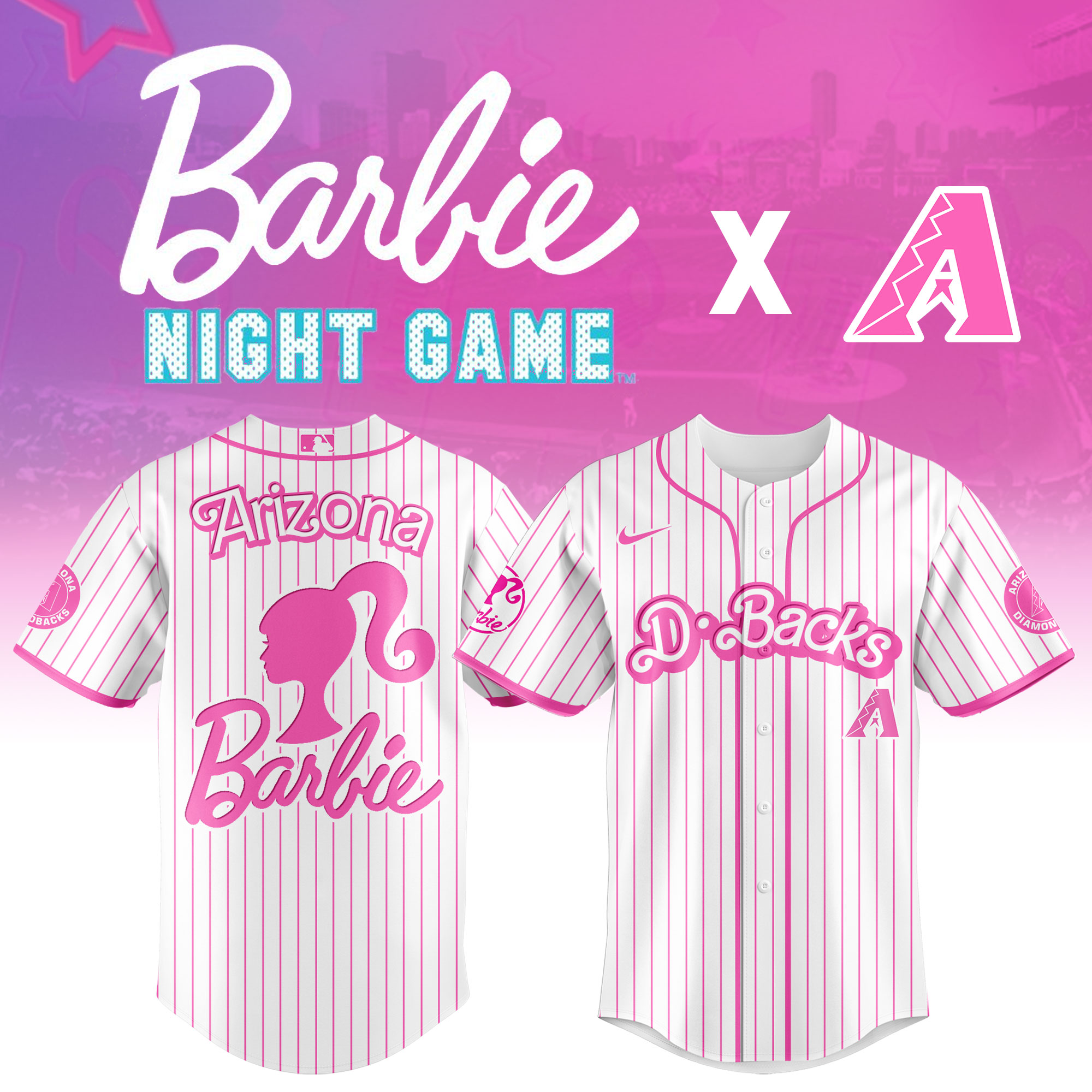 Arizona Diamondbacks MLB x Barbie Night Game Personalized Baseball Jersey For Fan