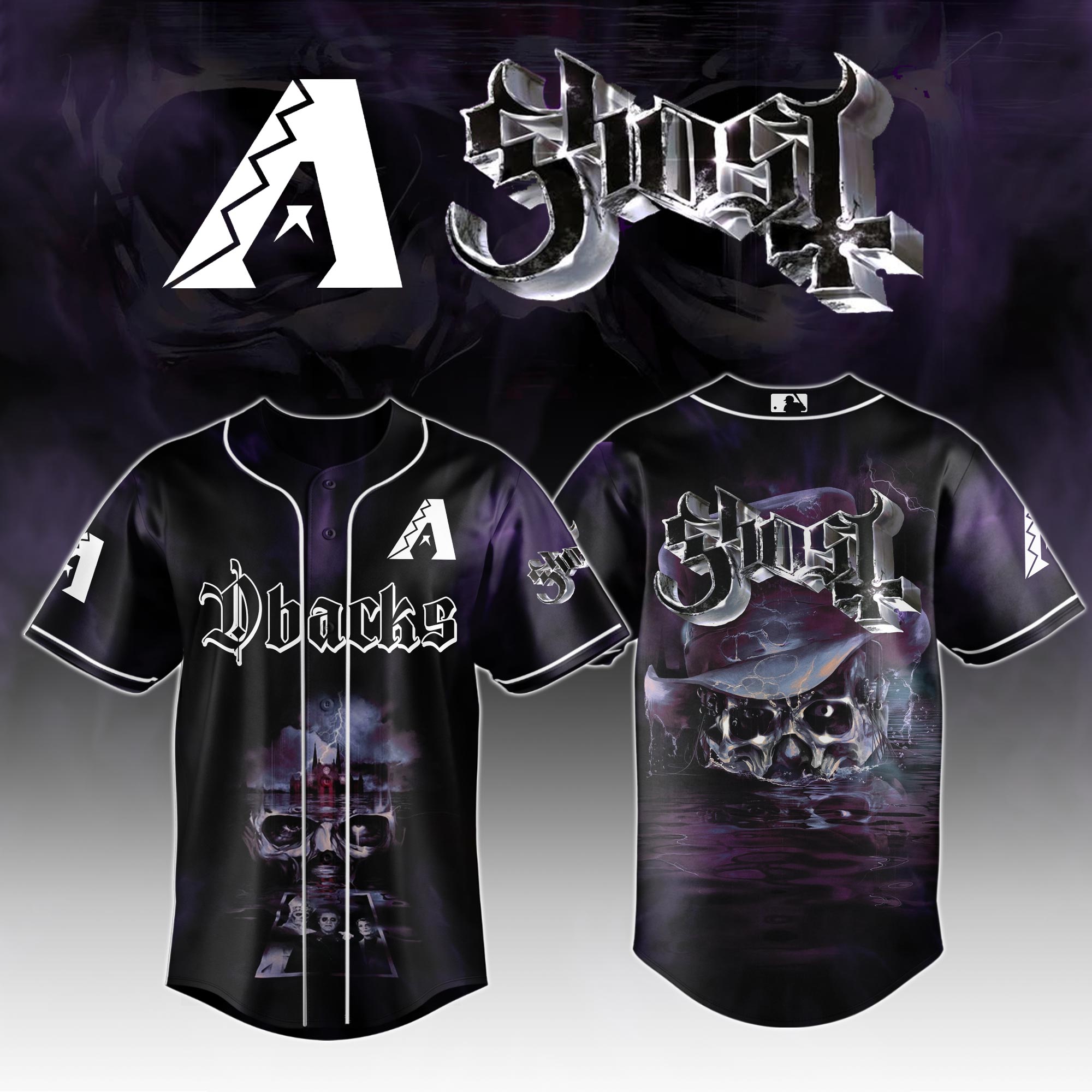 Arizona Diamondbacks MLB x GHOST Skeletour World Tour Personalized Baseball Jersey For Fans