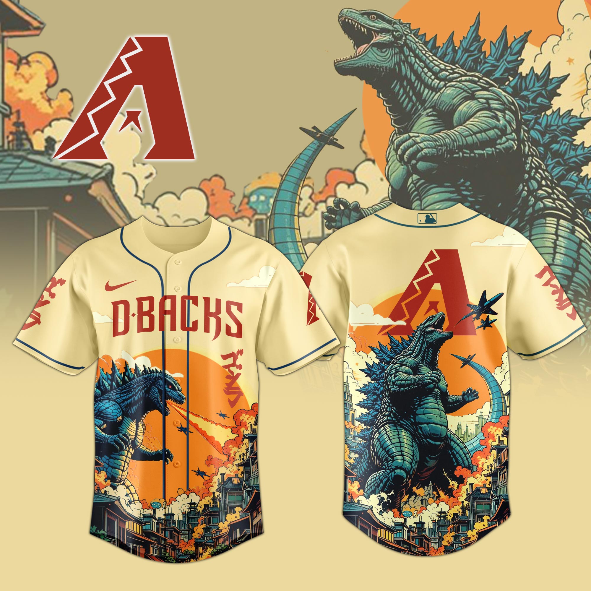 Arizona Diamondbacks MLB x Godzilla Personalized New Baseball Jersey For Fans