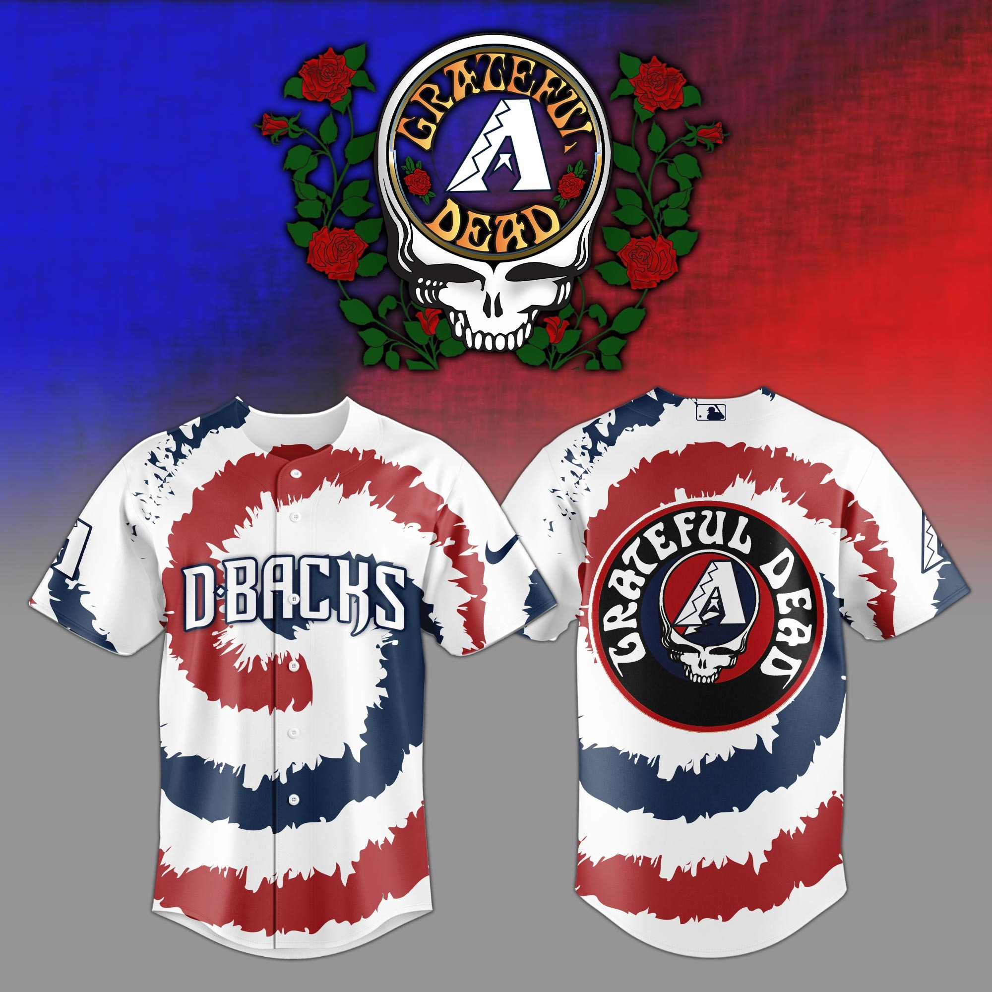 Arizona Diamondbacks MLB x Grateful Dead Jersey MLB Diamondbacks Fan Unique Gifts