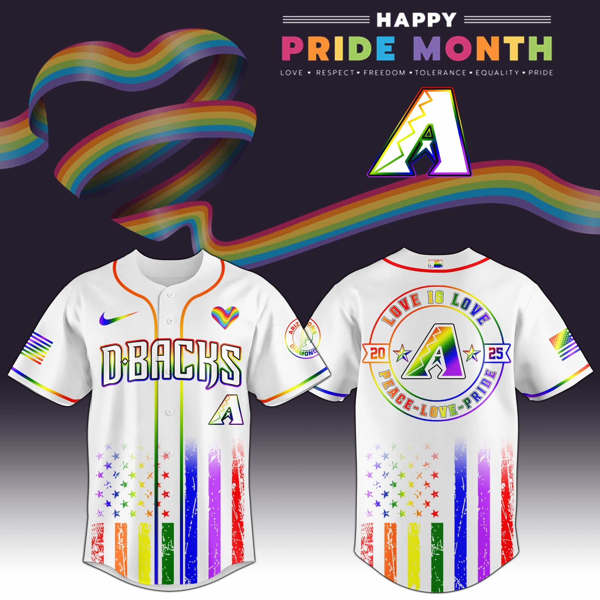 Arizona Diamondbacks MLB x Happy Pride Month  Edition Jersey 2025 Comfortable Shirt For Friends