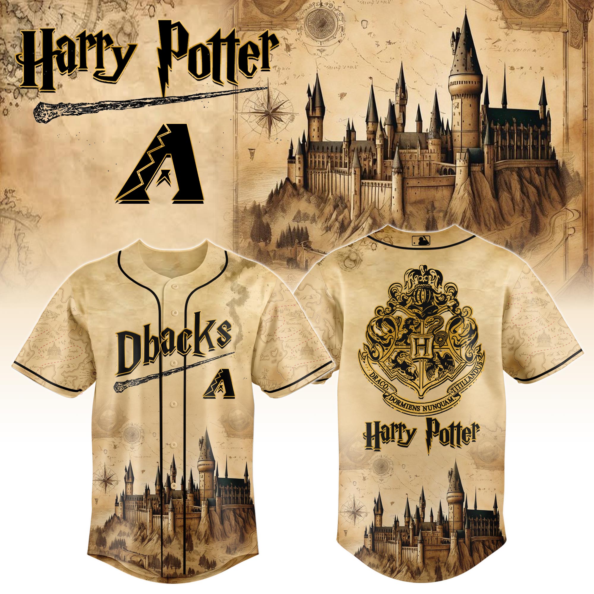 Arizona Diamondbacks MLB x Harry Potter Hogwarts Personalized Baseball Jersey For Fan
