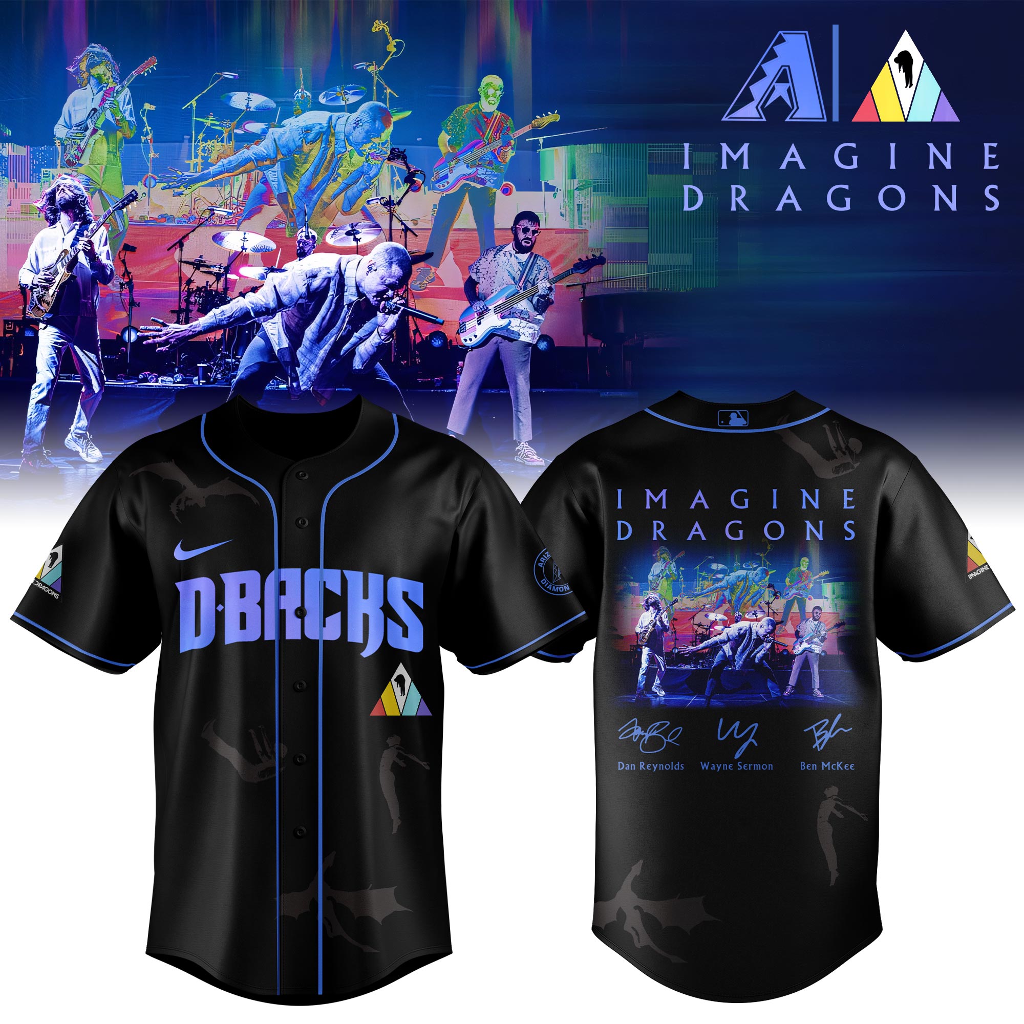 Arizona Diamondbacks MLB x Imagine Dragons 17th Anniversary Tour Personalized Baseball Jersey For Fans