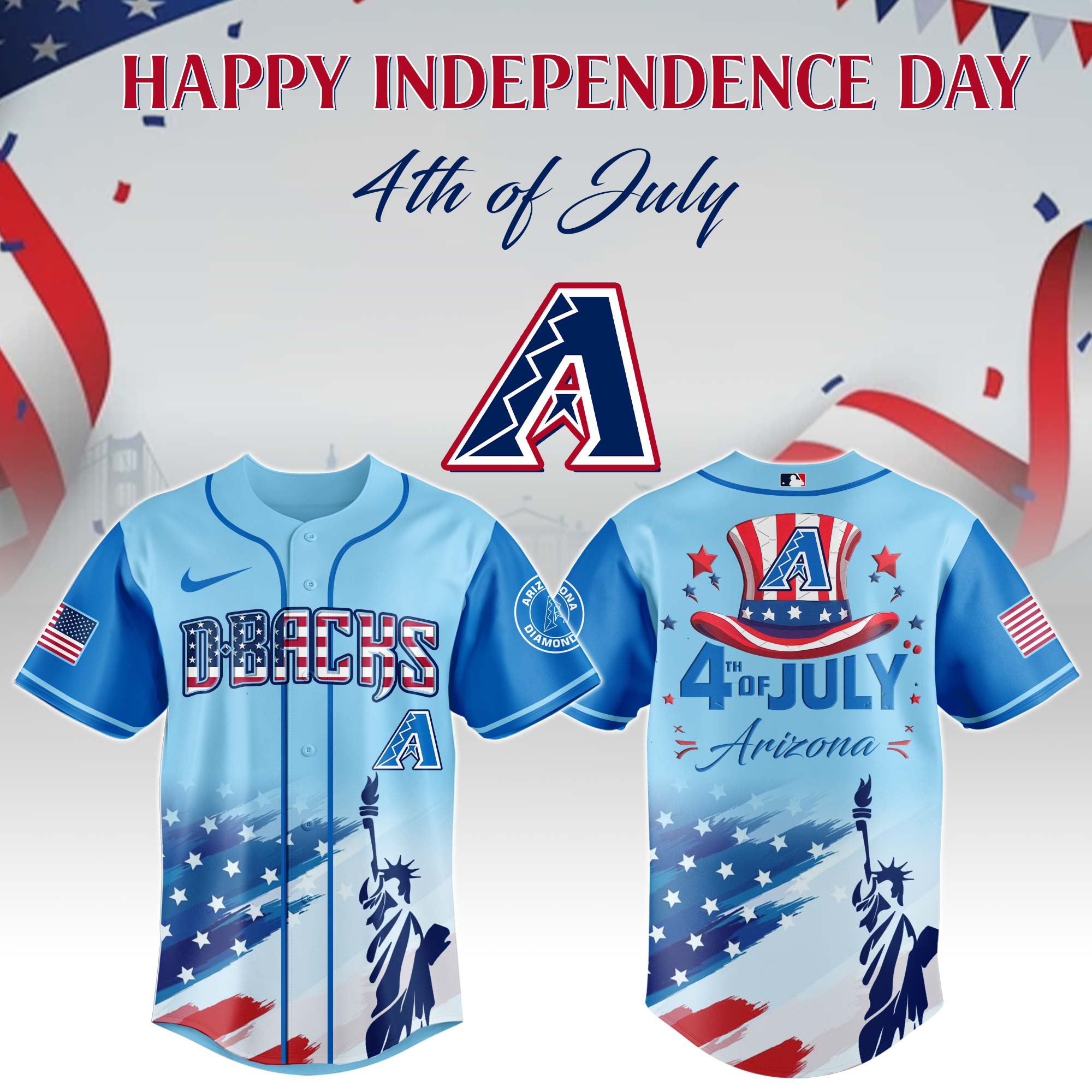 Arizona Diamondbacks MLB X Independence Day Personalized Baseball Jersey For Fans