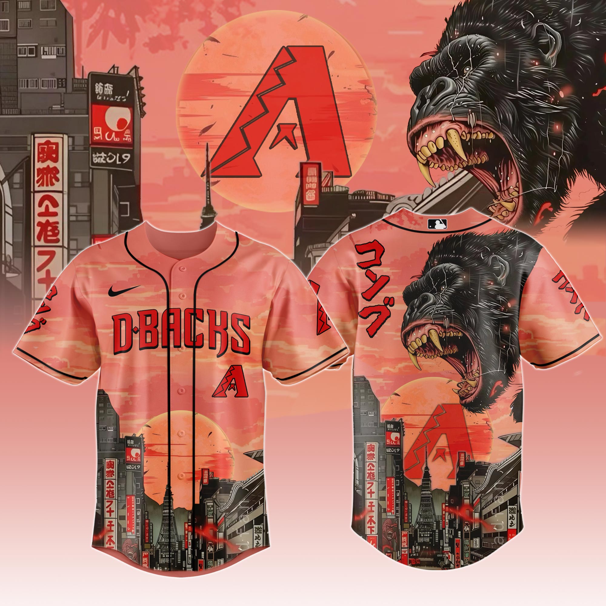 Arizona Diamondbacks MLB x Japanese Heritage Kong Personalized Baseball Jersey For Fans