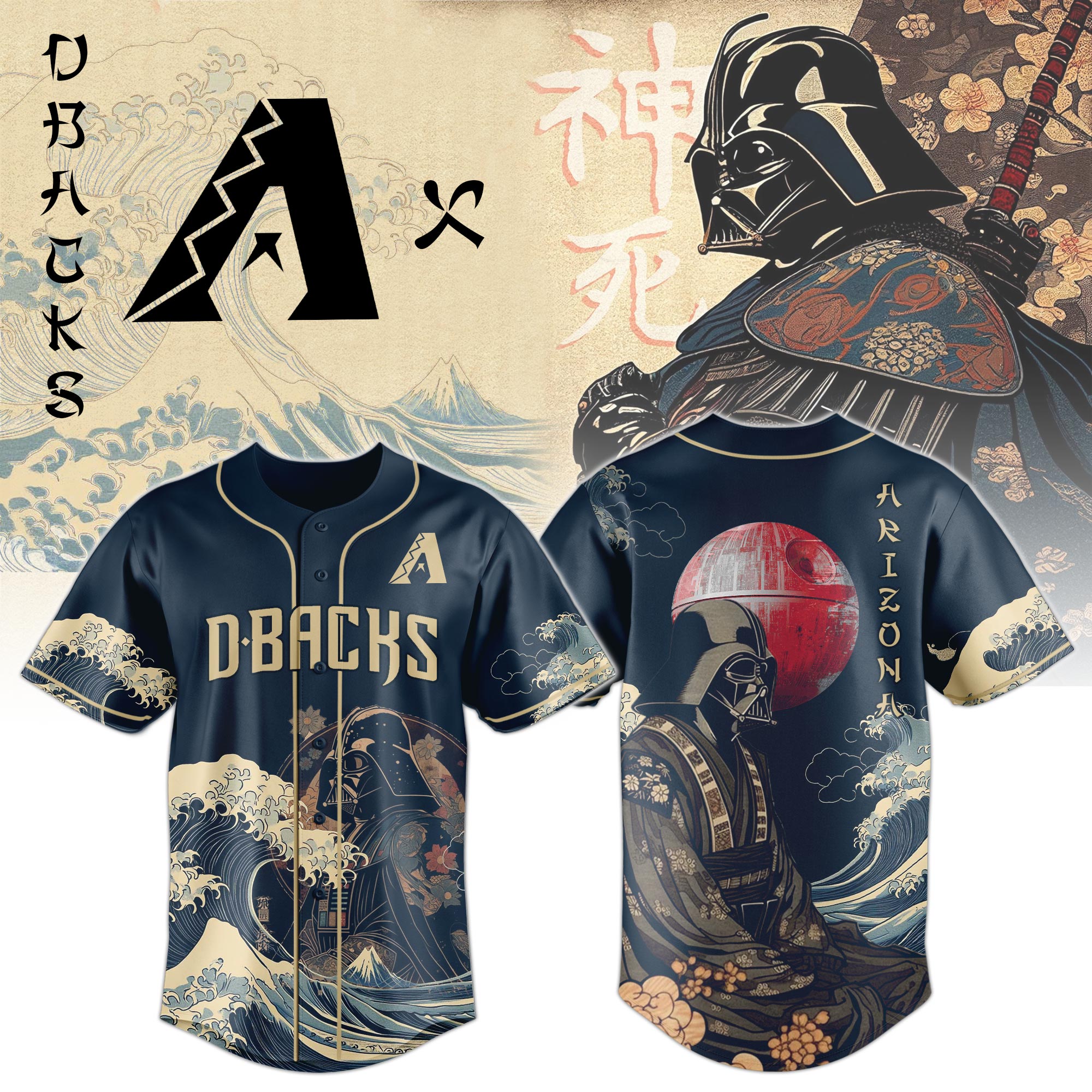 Arizona Diamondbacks MLB x Lord Vader Japan 2025 Personalized Baseball Jersey For Fans