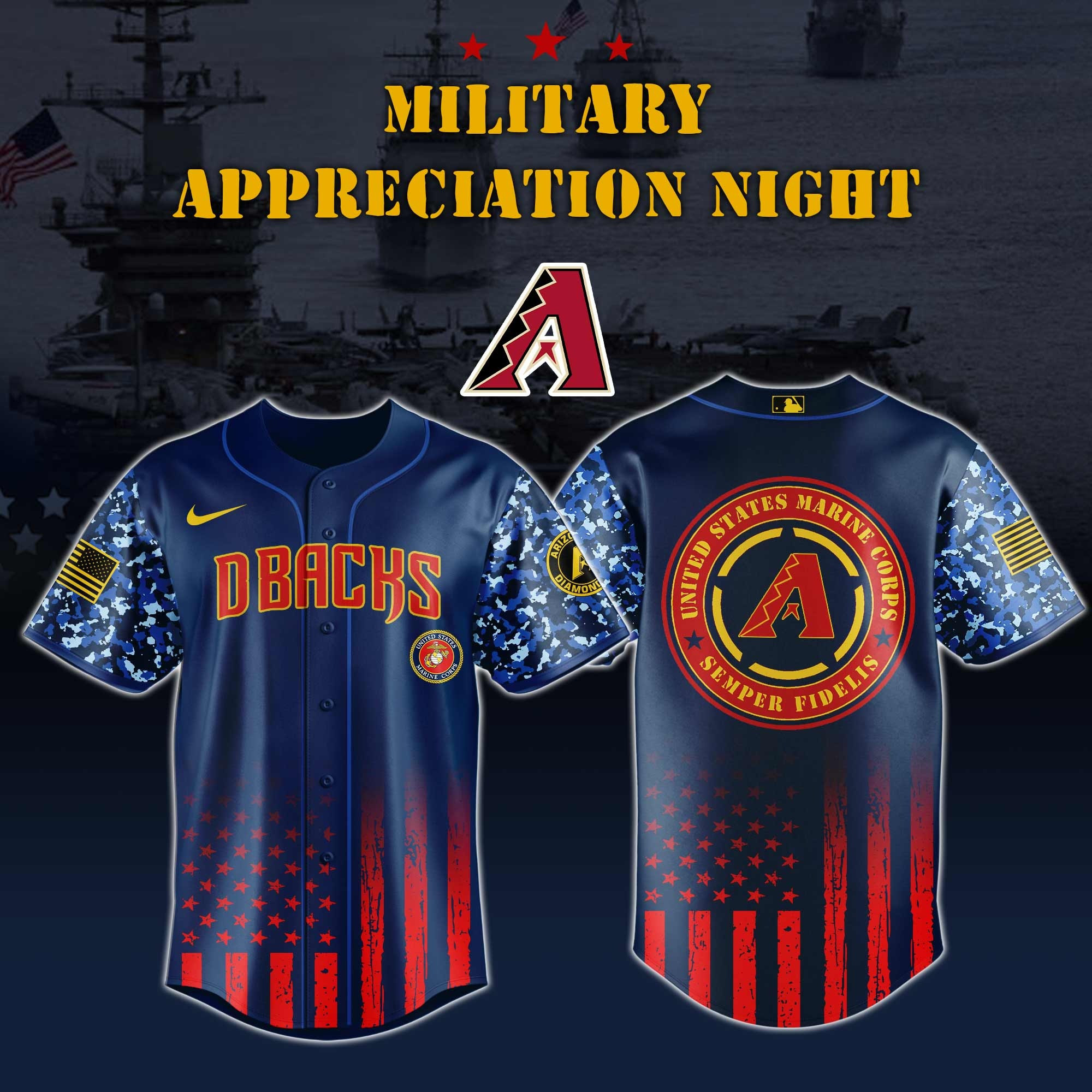 Arizona Diamondbacks MLB x Marine Corps Military Appreciation Night Jersey Editions  2025 Arizona Diamondbacks Merch