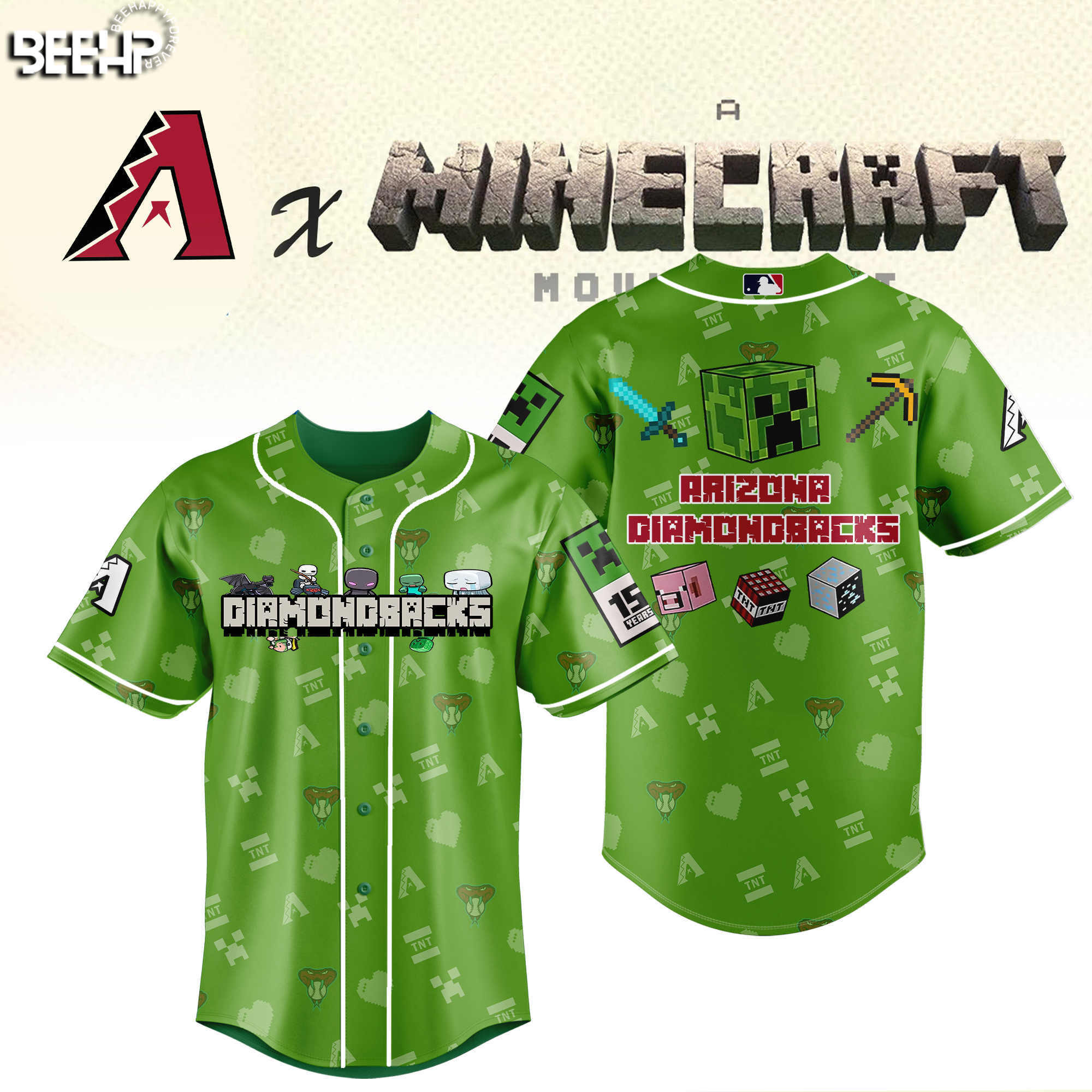 Arizona Diamondbacks MLB x Minecraft Personalized Baseball Jersey For Fan