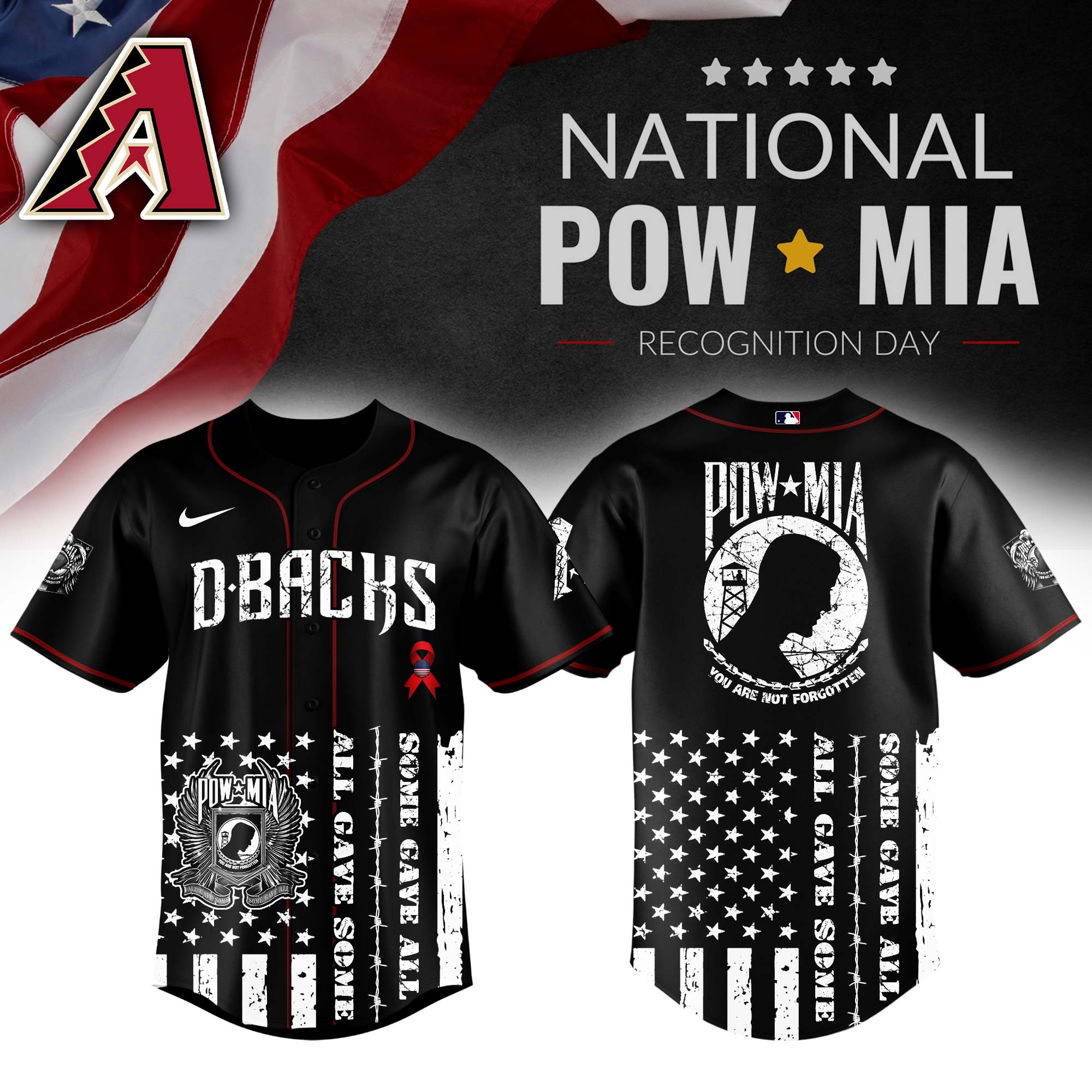 Arizona Diamondbacks MLB x National POW/MIA Recognition Day Personalized Baseball Jersey For Fans