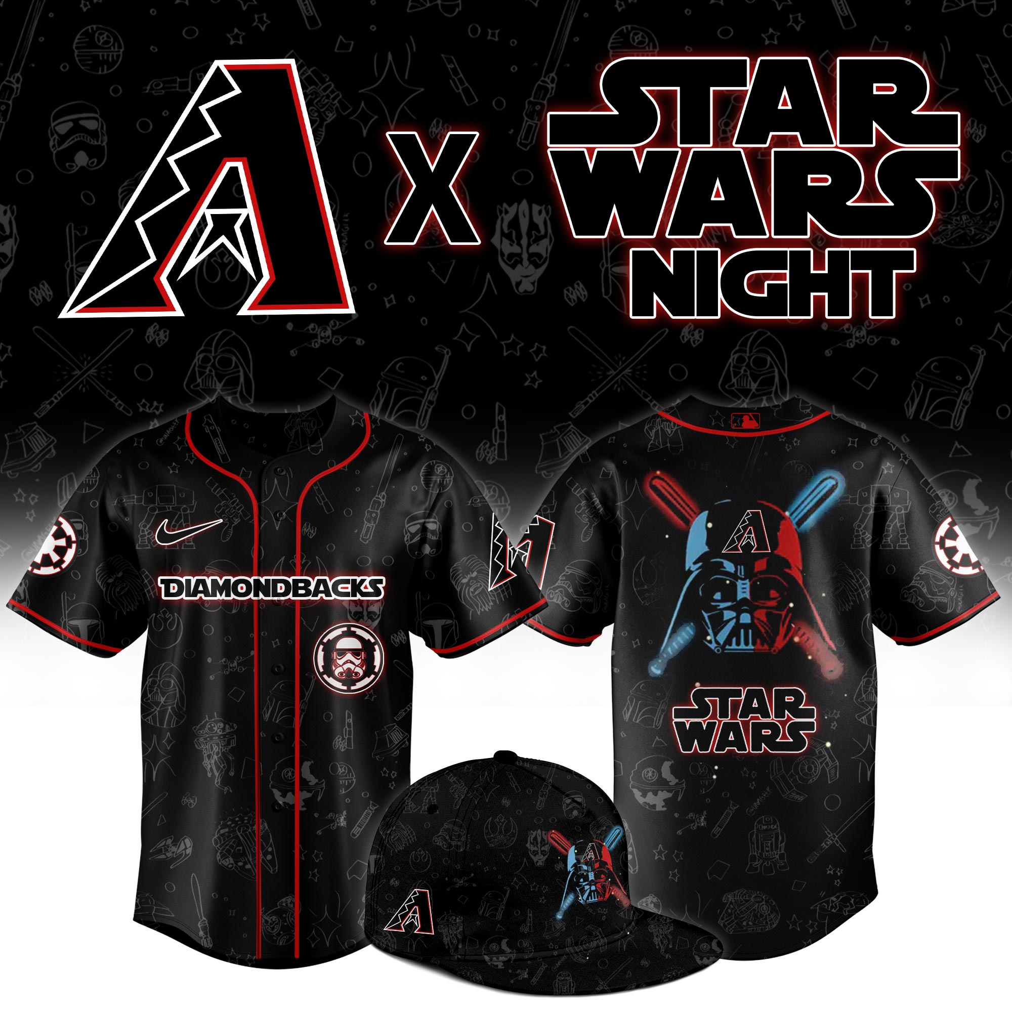 Arizona Diamondbacks MLB x Star Wars Night Personalized Baseball Jersey For Fans