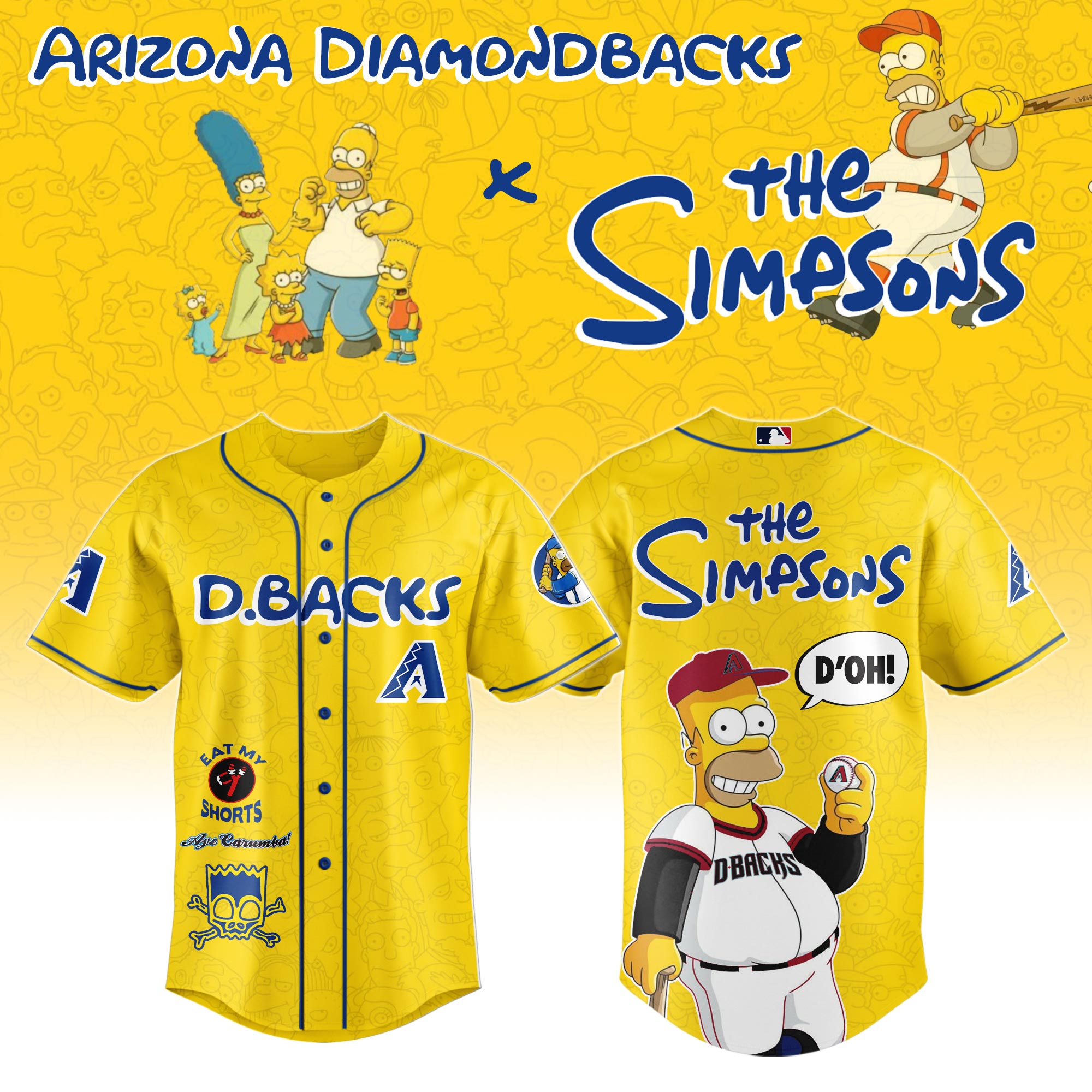 Arizona Diamondbacks MLB x The Simpsons Personalized Baseball Jersey For Fan