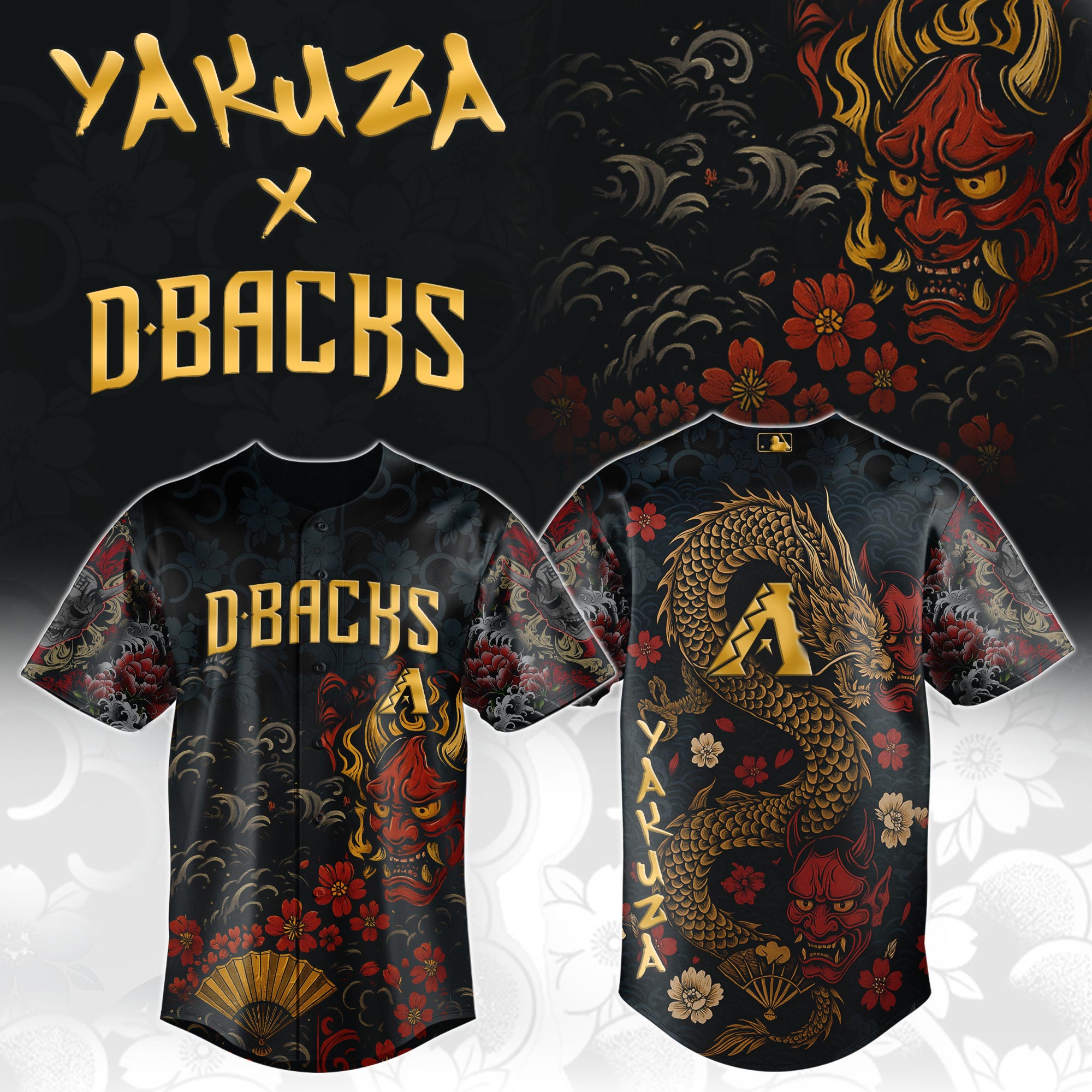 Arizona Diamondbacks MLB x Yakuza Dragon Oni Personalized Baseball Jersey For Fans