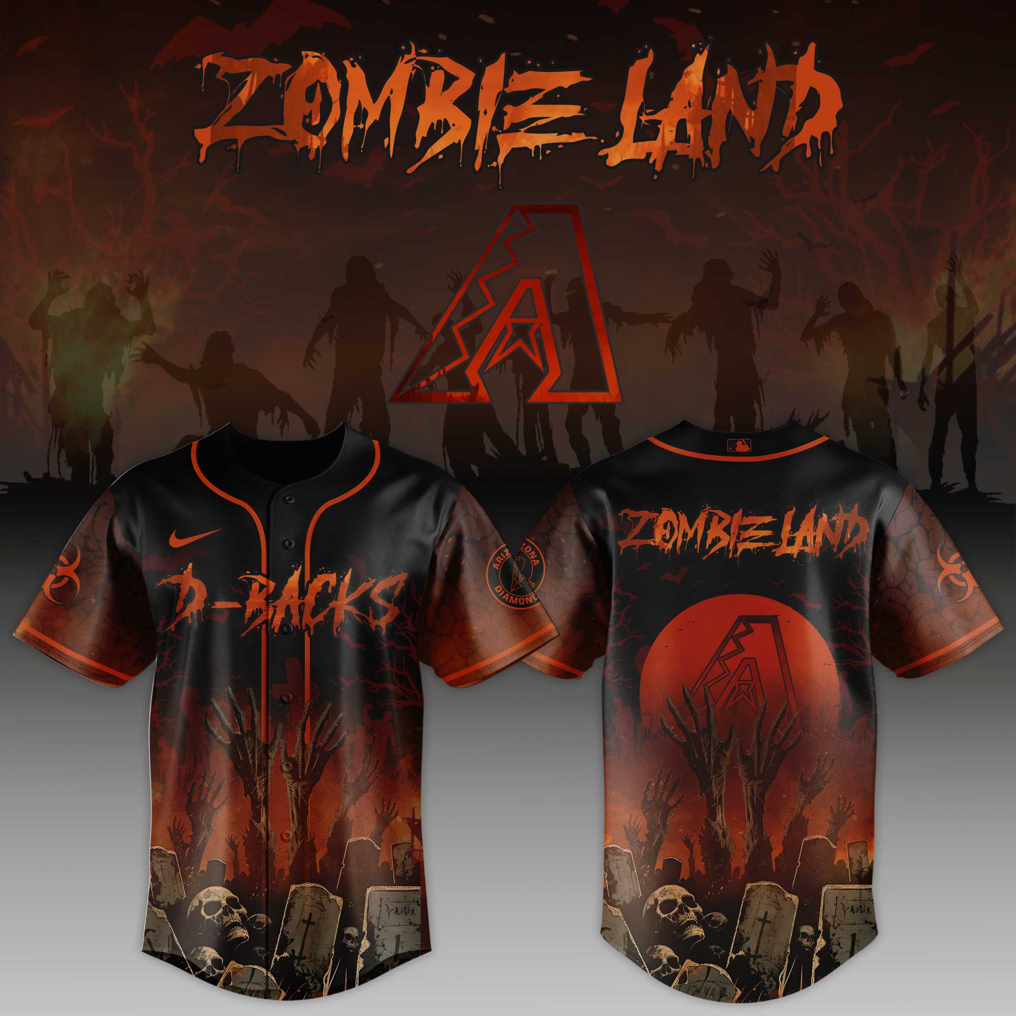 Arizona Diamondbacks MLB x Zombie Land Personalized Baseball Jersey For Fans