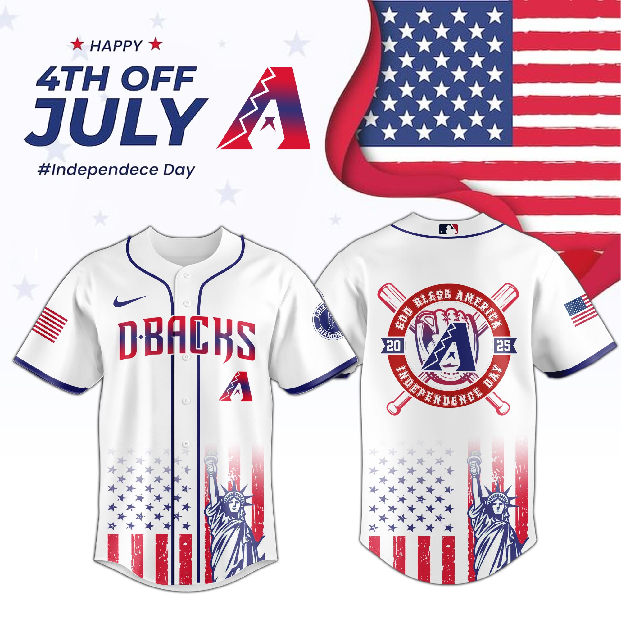 Arizona Diamondbacks Special Independence Day  Edition Jersey Gifts For Baseball Fans