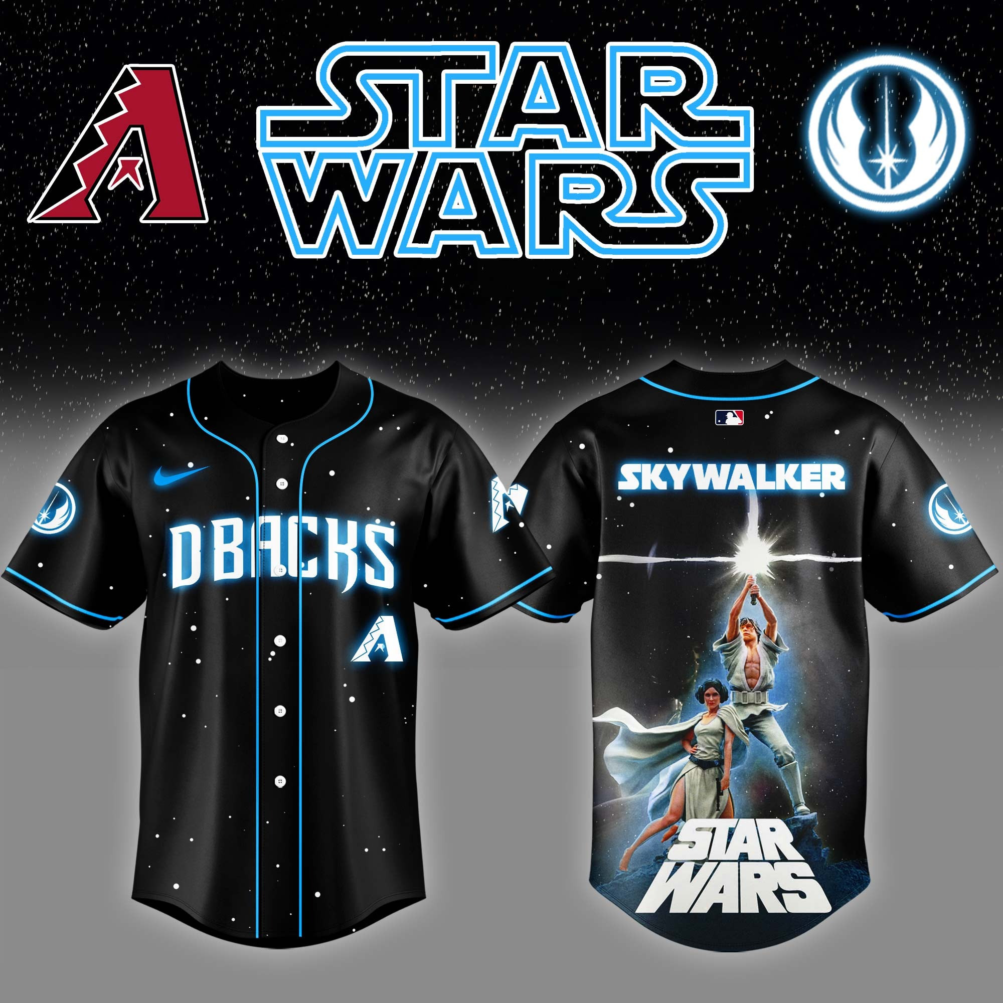 Arizona Diamondbacks x Star Wars Luke Skywalker Game Night Baseball Jersey Gifts For Fans