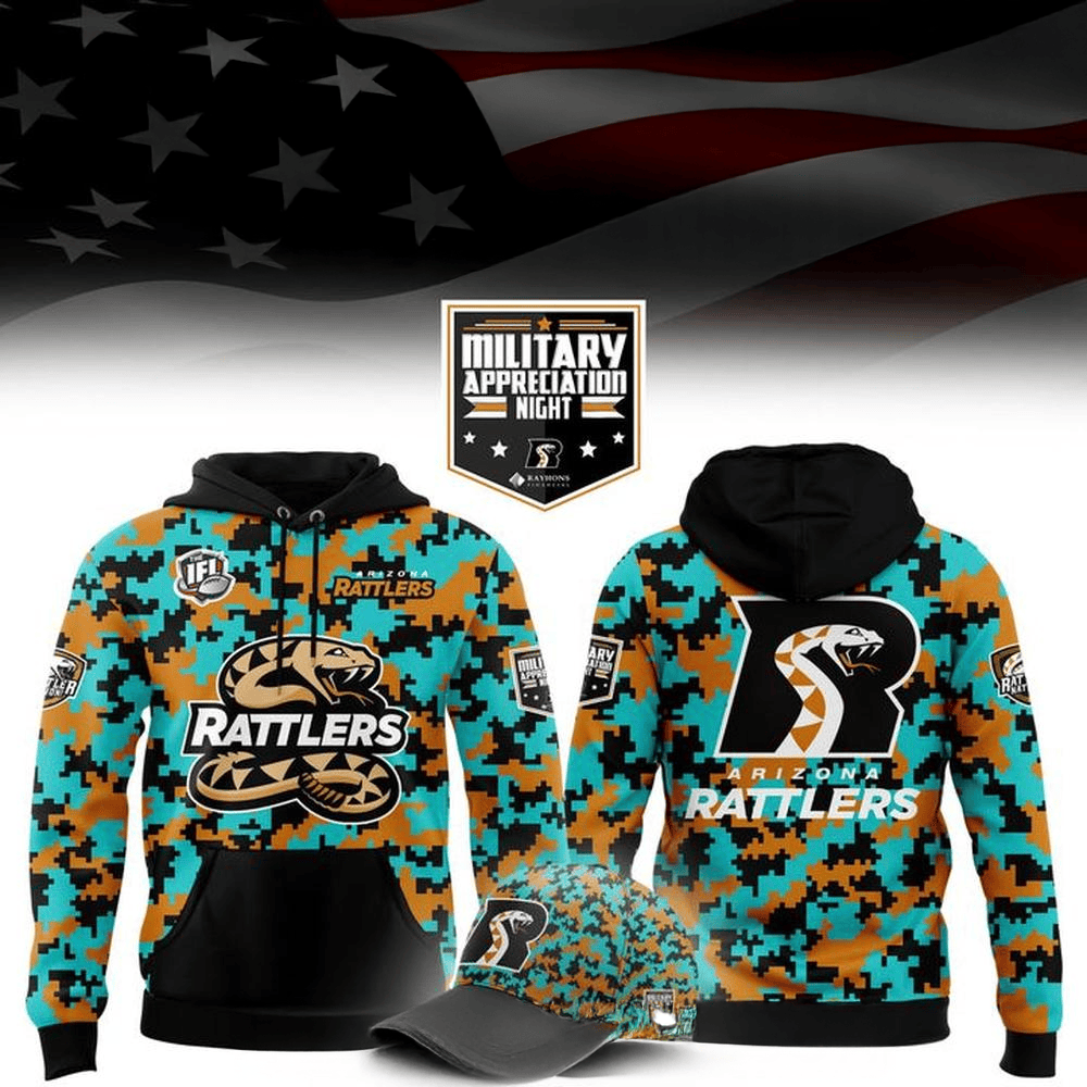 Arizona Rattlers 2025 Military Night Special Camo Hoodie Arizona Rattlers Merch Gifts For Fans