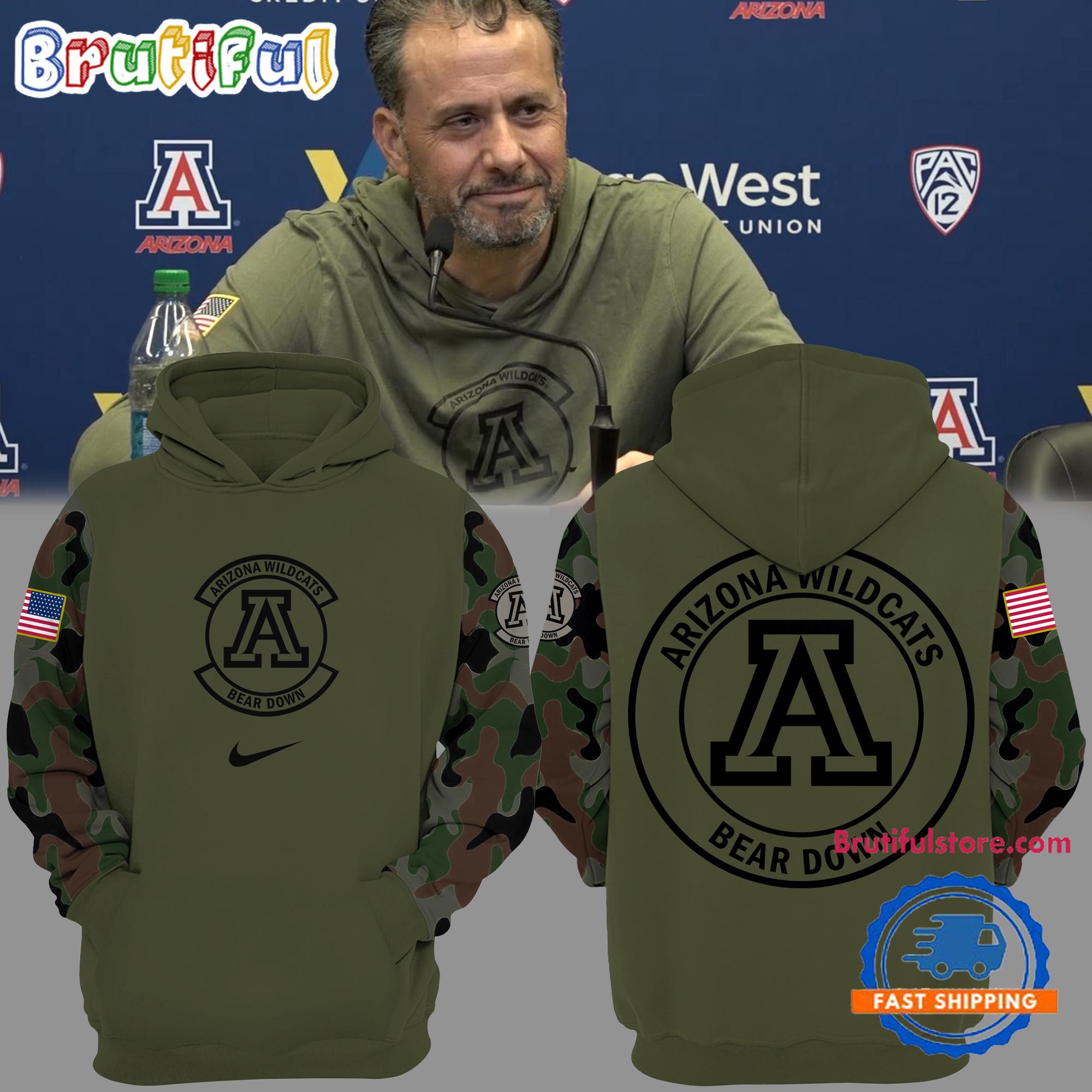 Arizona Wildcats Football Bear Down Veterans Hoodie