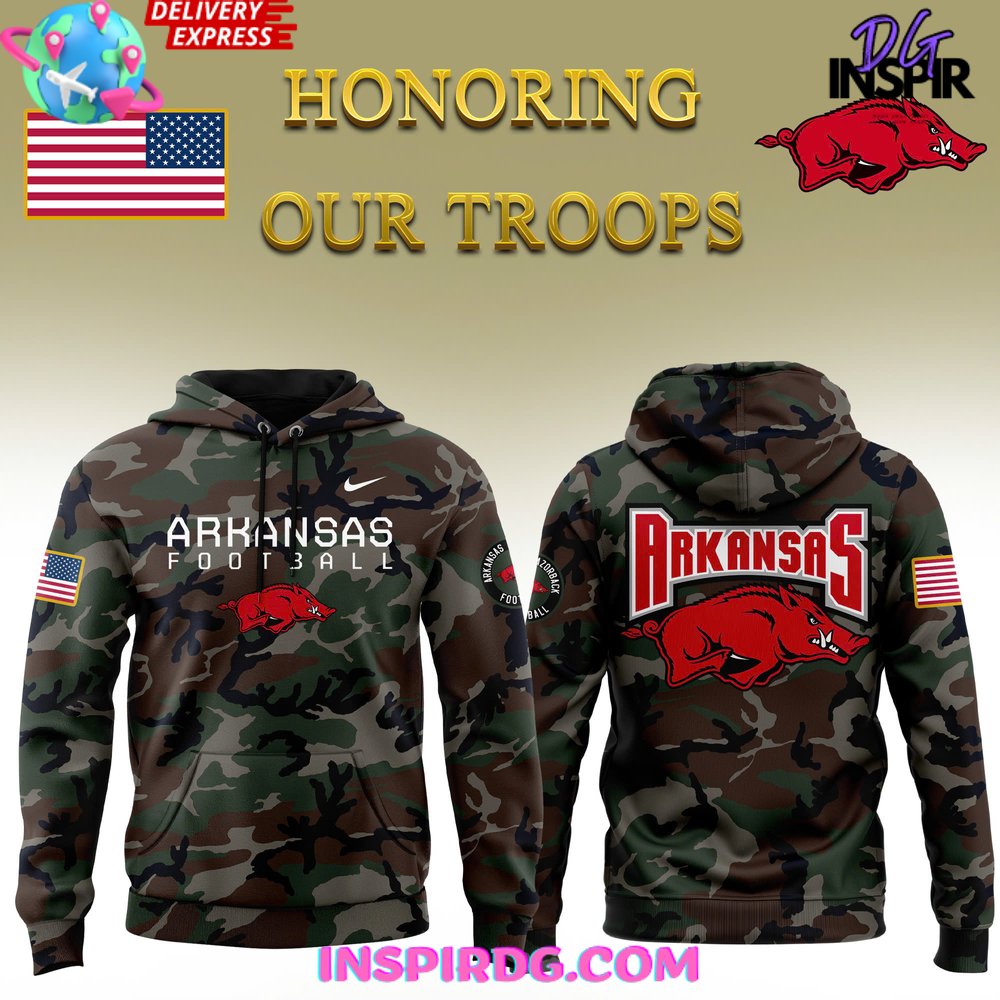Arkansas Razorback Honoring Our Troops Special Camo Hoodie Premium Merchandise