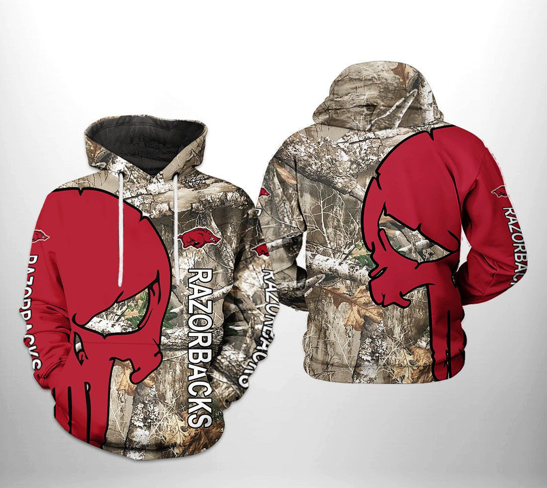 Arkansas Razorbacks NCAA Camo Veteran Hunting Hoodie  Zip Hoodie