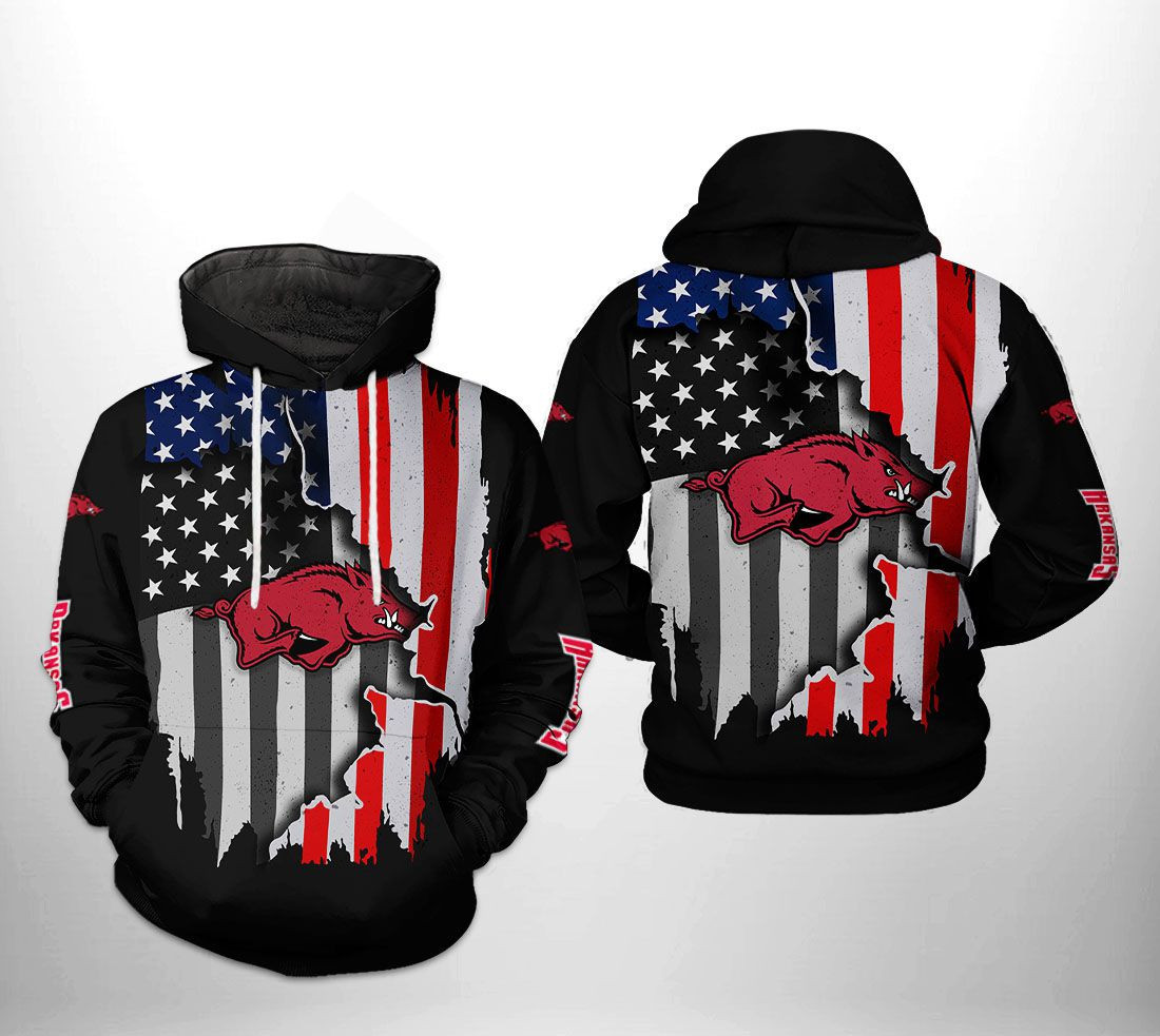 Arkansas Razorbacks NCAA US Flag Hoodie  Zip Hoodie Version 2925
