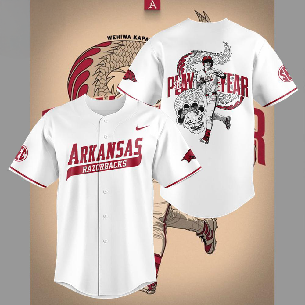 Arkansas Razorbacks Wehiwa Aloy SEC POTY Baseball Jersey Arkansas Merch Unique Baseball Gifts For Fans